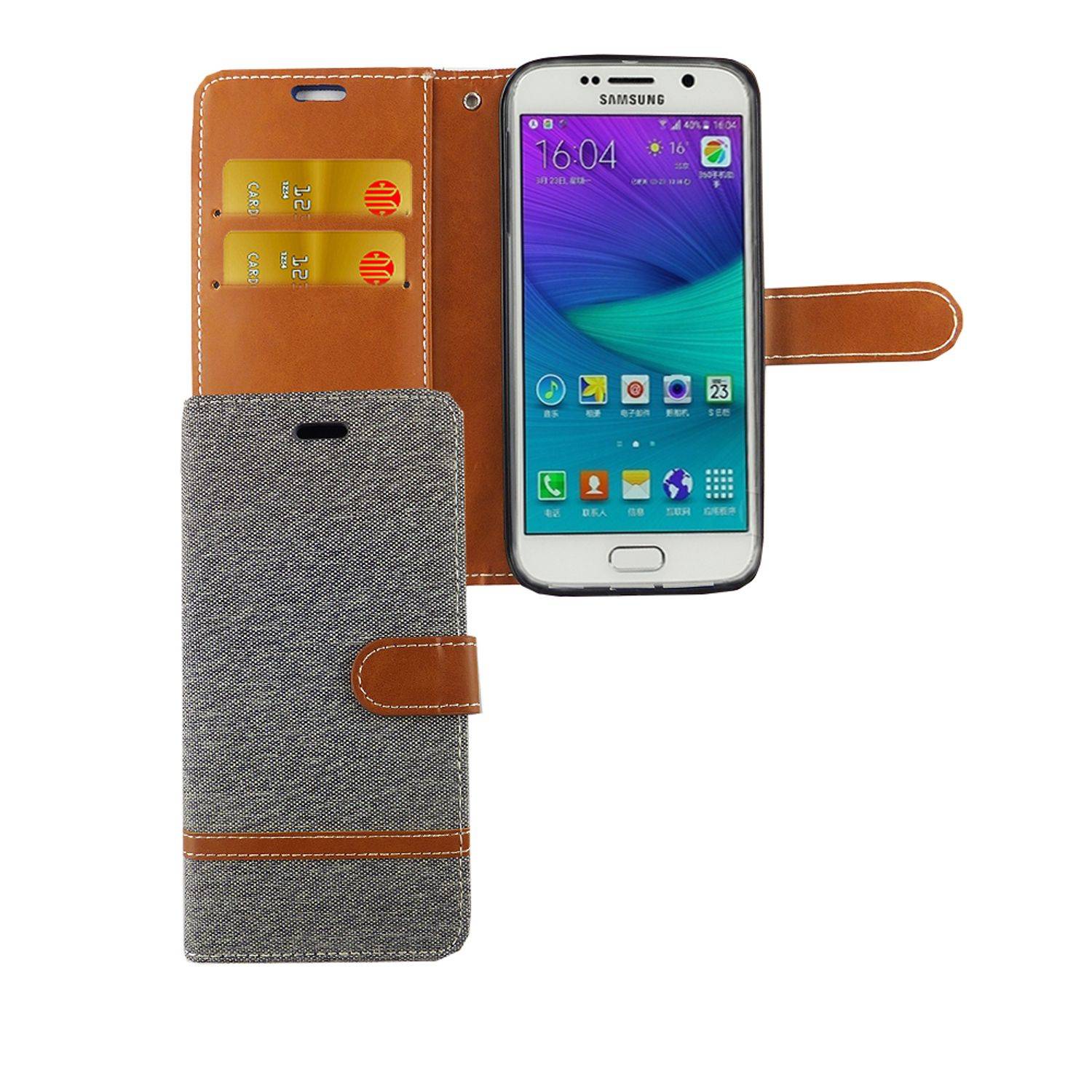 Samsung Galaxy S6 Edge Handyhülle Bookcover Grau
