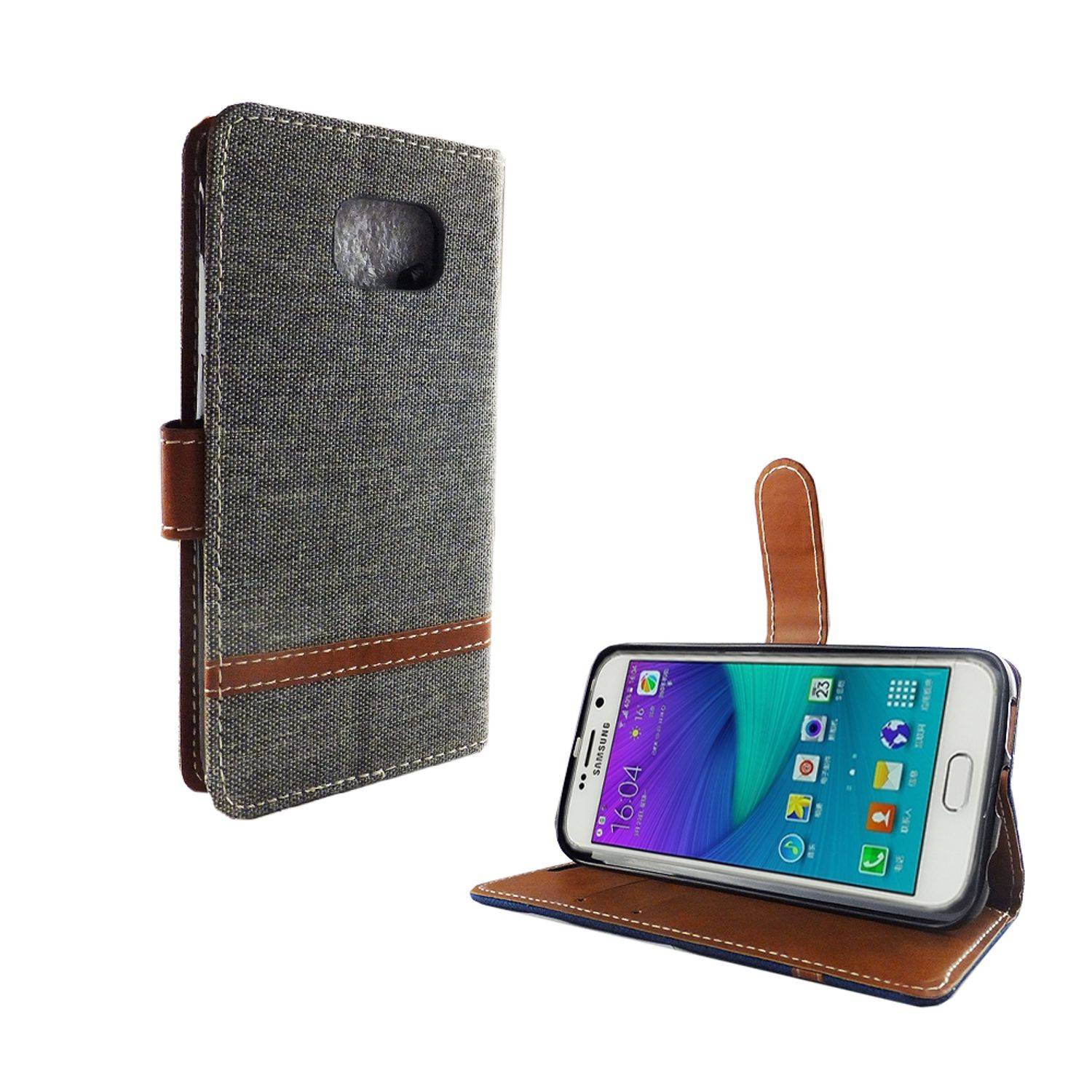 Samsung Galaxy S6 Edge Handyhülle Bookcover Grau