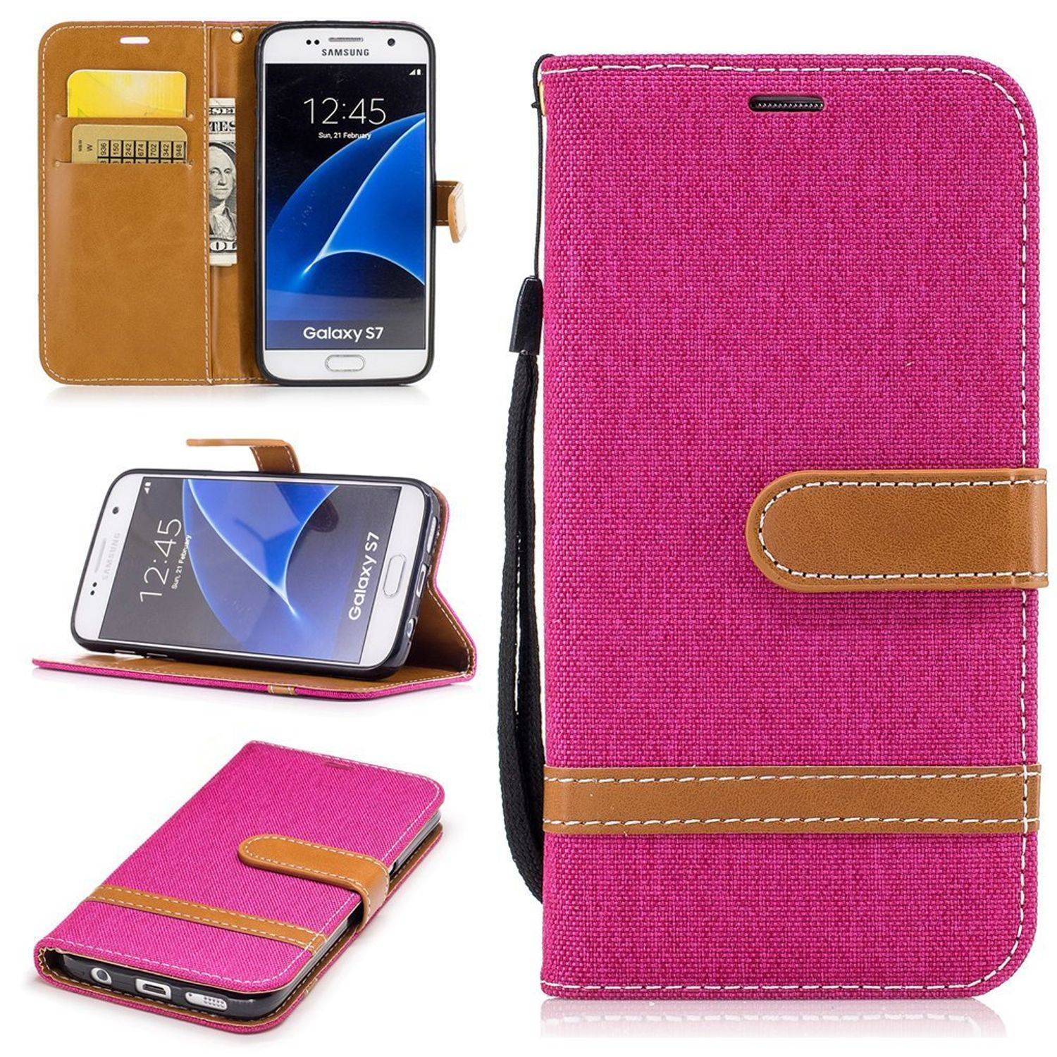Samsung Galaxy S7 Handyhülle Bookcover Rosa