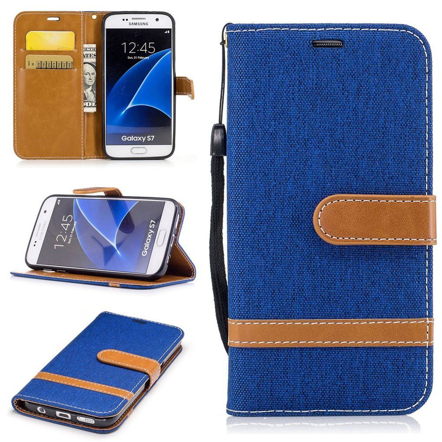 Samsung Galaxy S7 Handyhülle Bookcover Blau