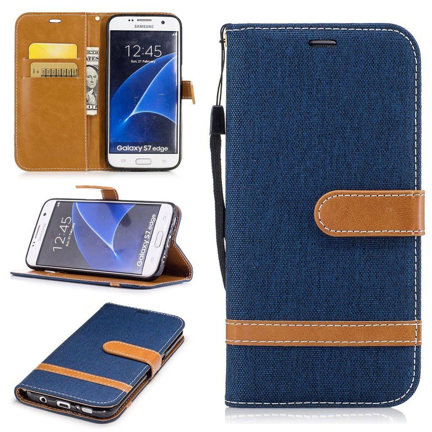 Samsung Galaxy S7 Edge Handyhülle Bookcover Blau