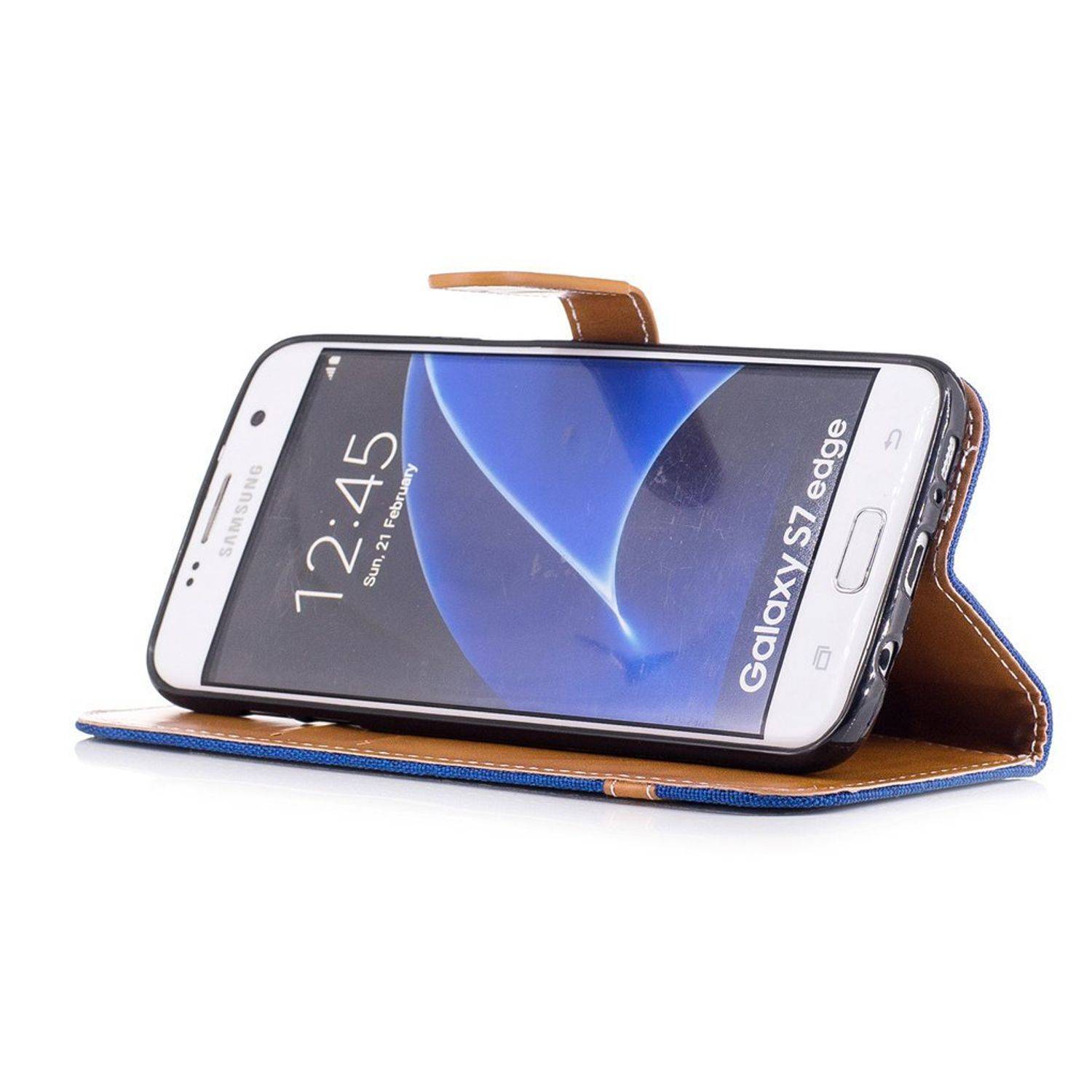 Samsung Galaxy S7 Edge Handyhülle Bookcover Blau