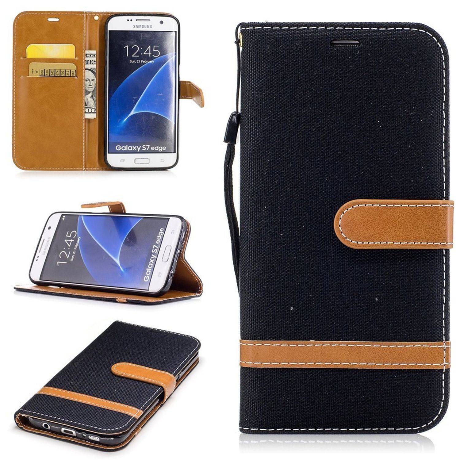 Samsung Galaxy S7 Edge Handyhülle Bookcover Schwarz