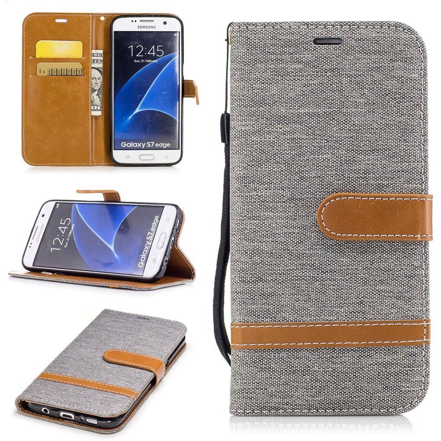 Samsung Galaxy S7 Edge Handyhülle Bookcover Grau