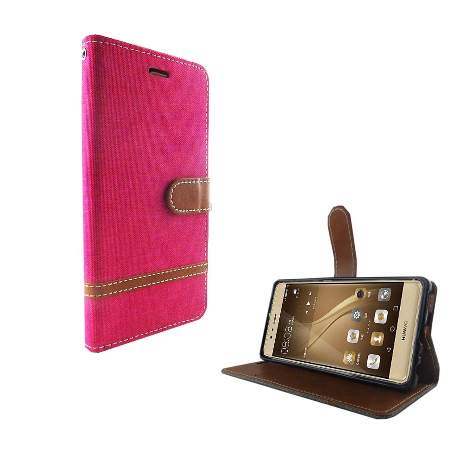 Huawei P9 Handyhülle Bookcover Rosa