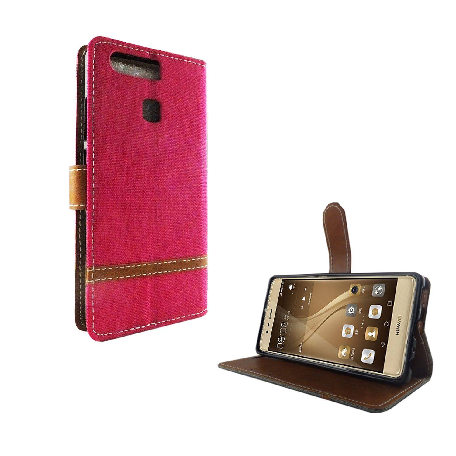 Huawei P9 Handyhülle Bookcover Rosa
