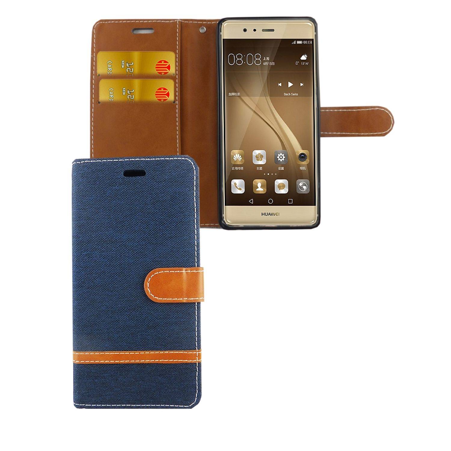 Huawei P9 Handyhülle Bookcover Blau