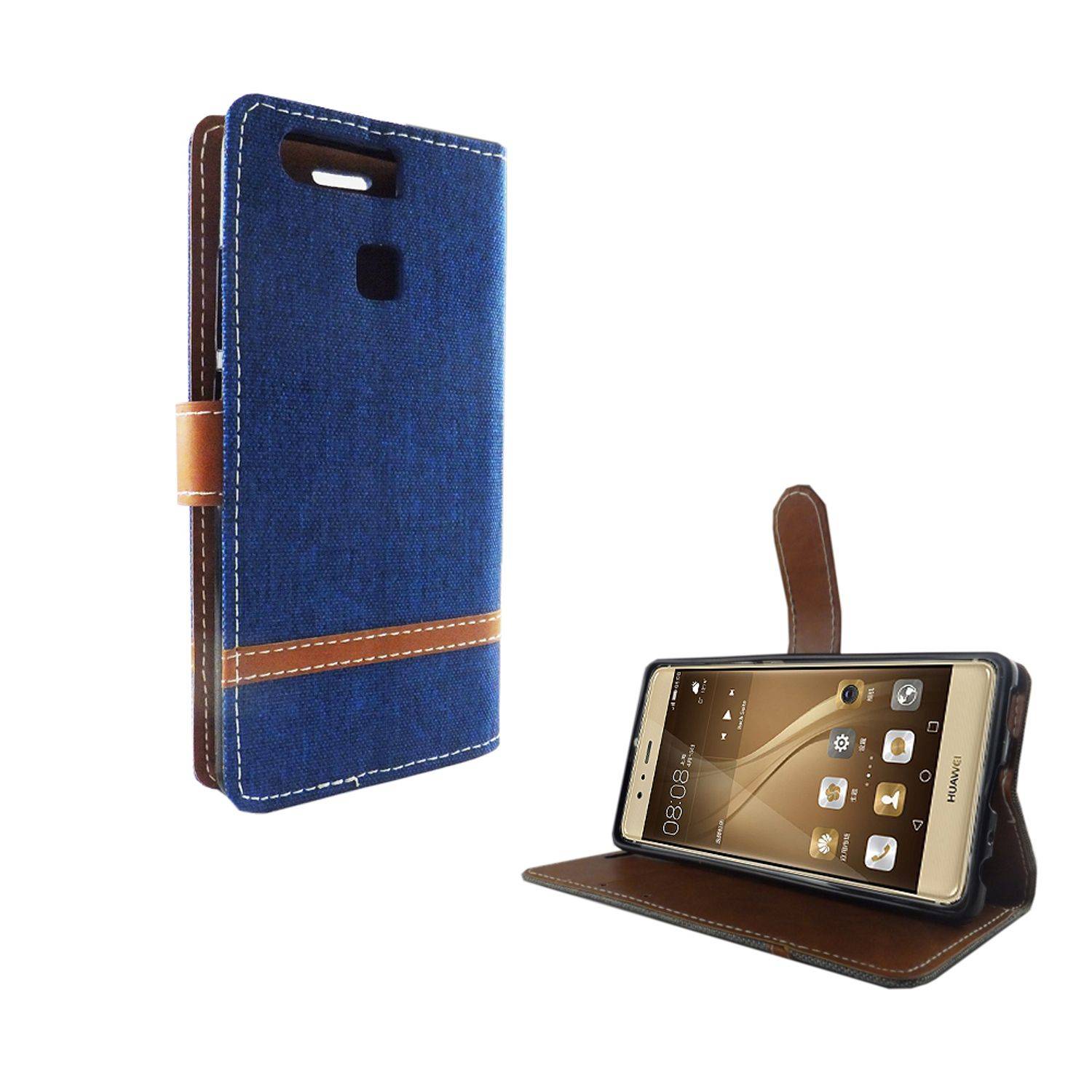 Huawei P9 Handyhülle Bookcover Blau