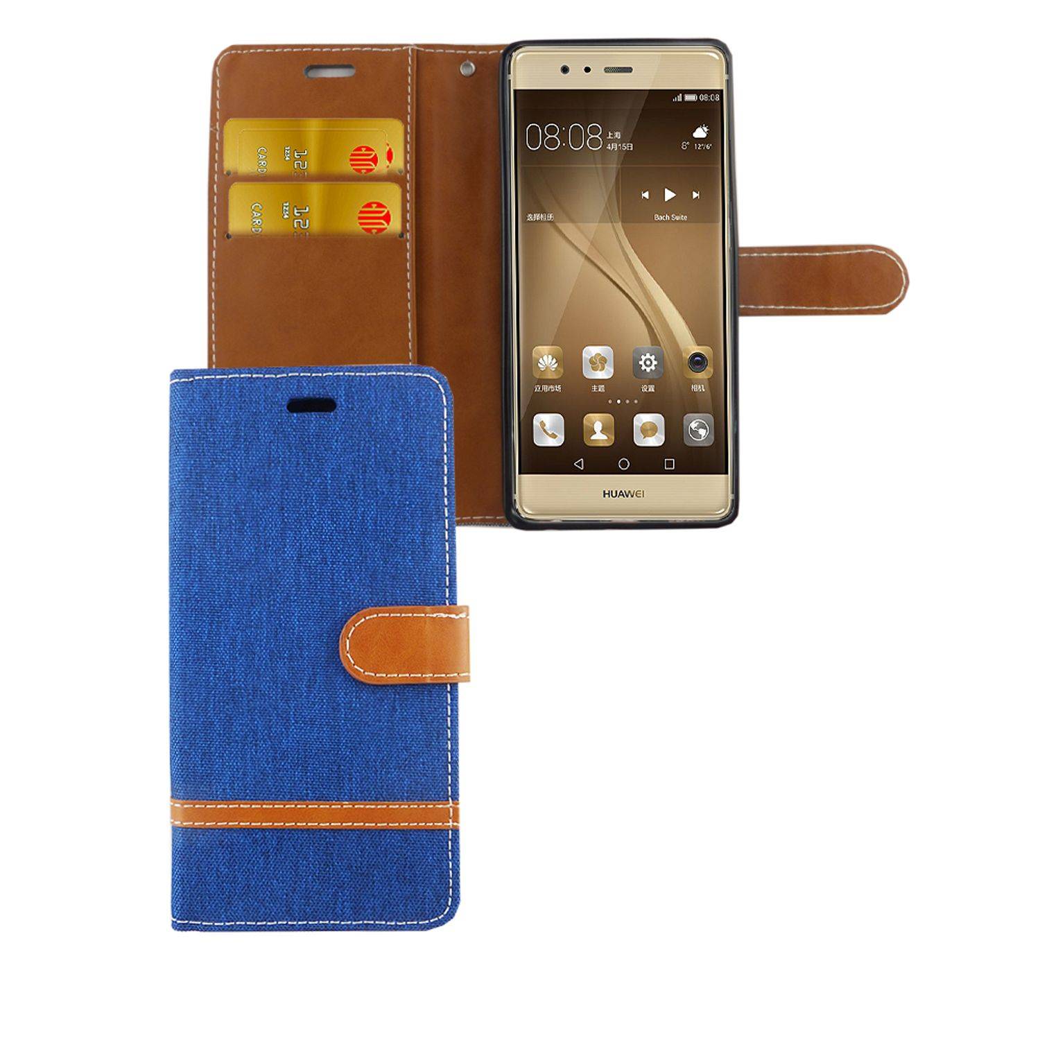Huawei P9 Handyhülle Bookcover Blau