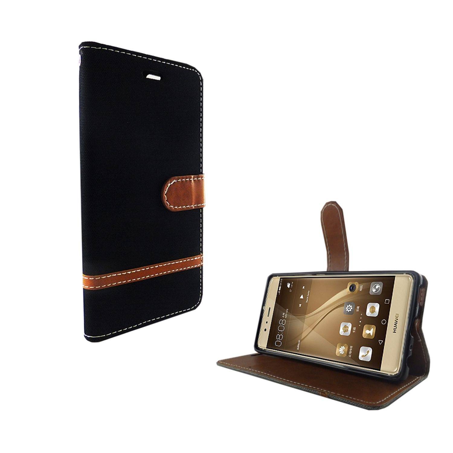 Huawei P9 Handyhülle Bookcover Schwarz