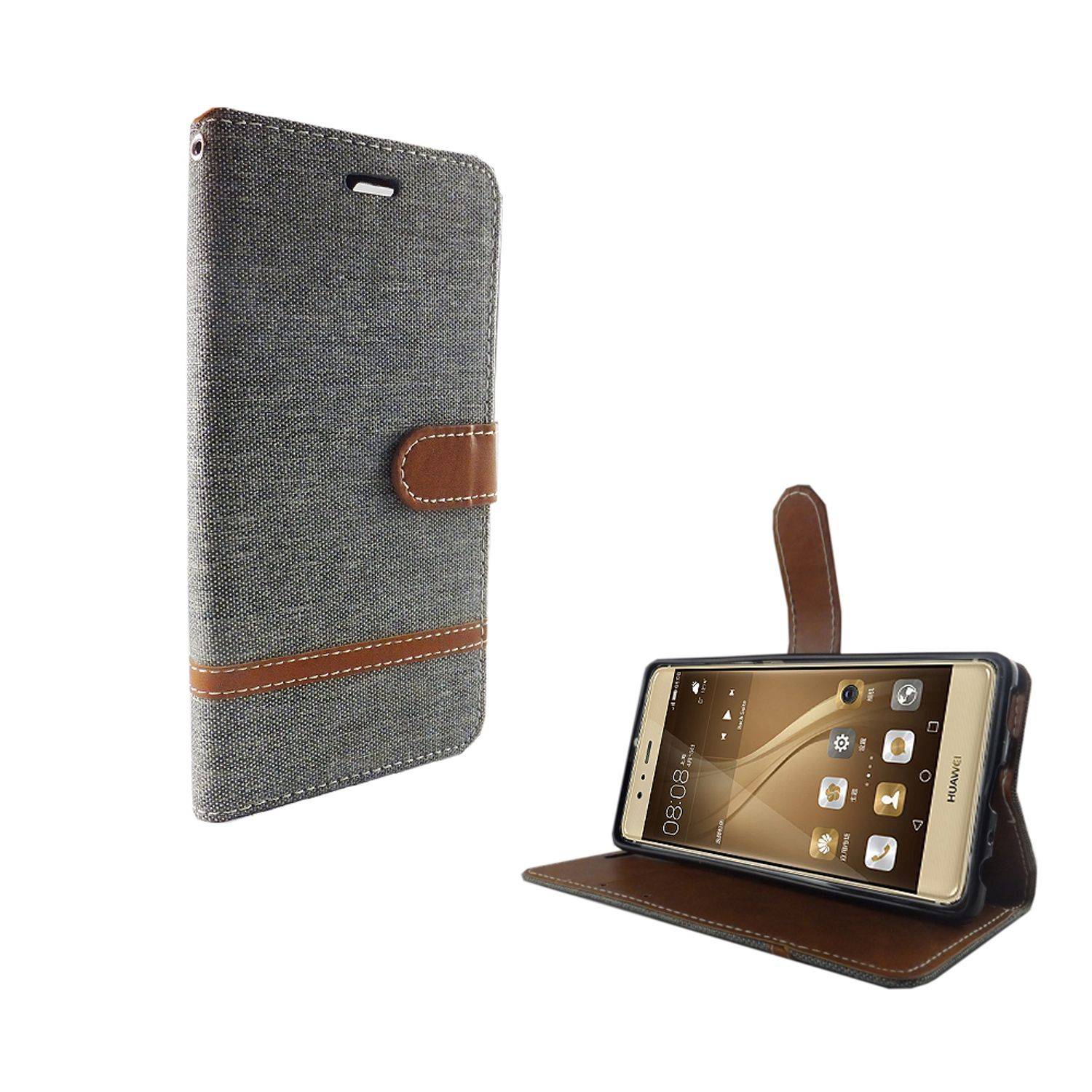 Huawei P9 Handyhülle Bookcover Grau