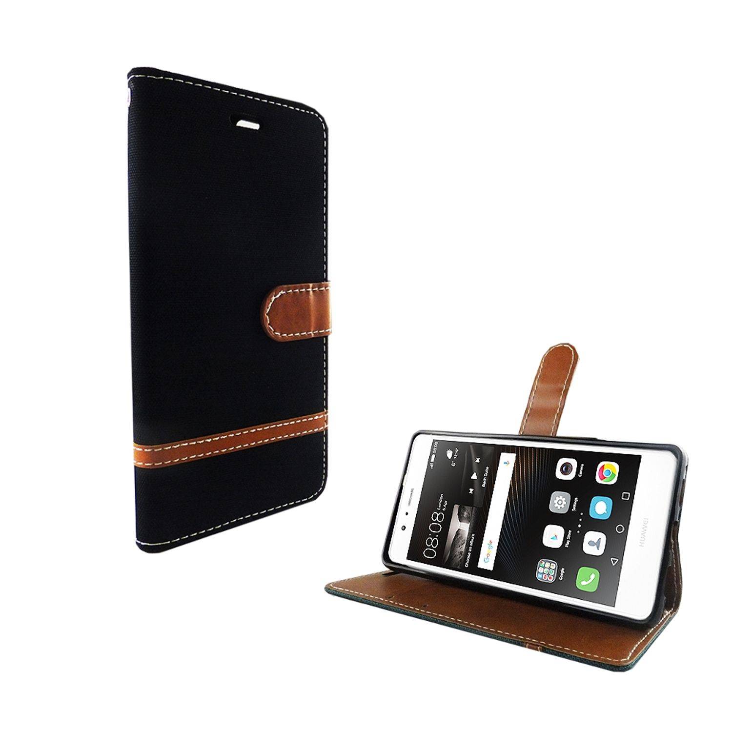 Huawei P9 Lite Handyhülle Bookcover Schwarz