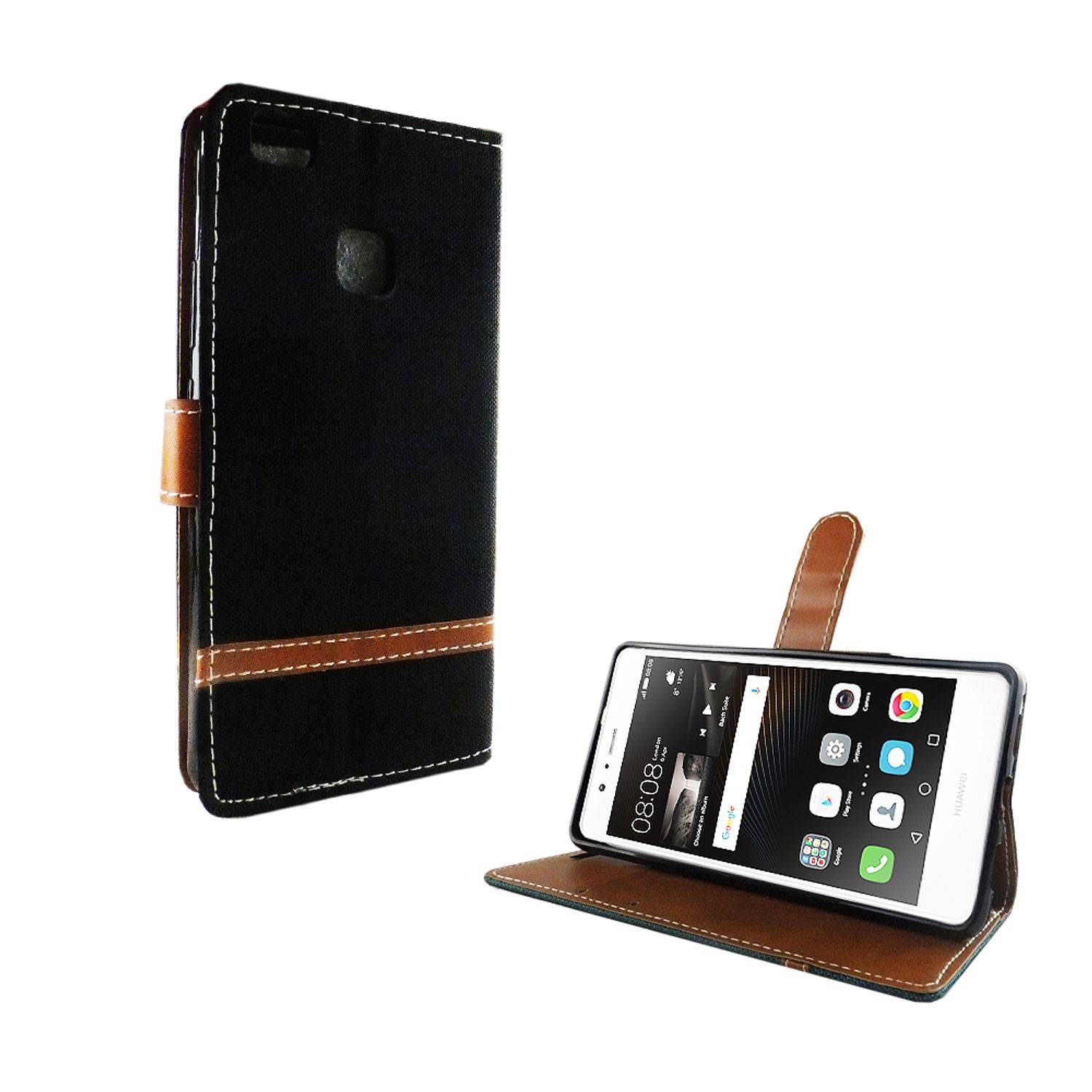 Huawei P9 Lite Handyhülle Bookcover Schwarz