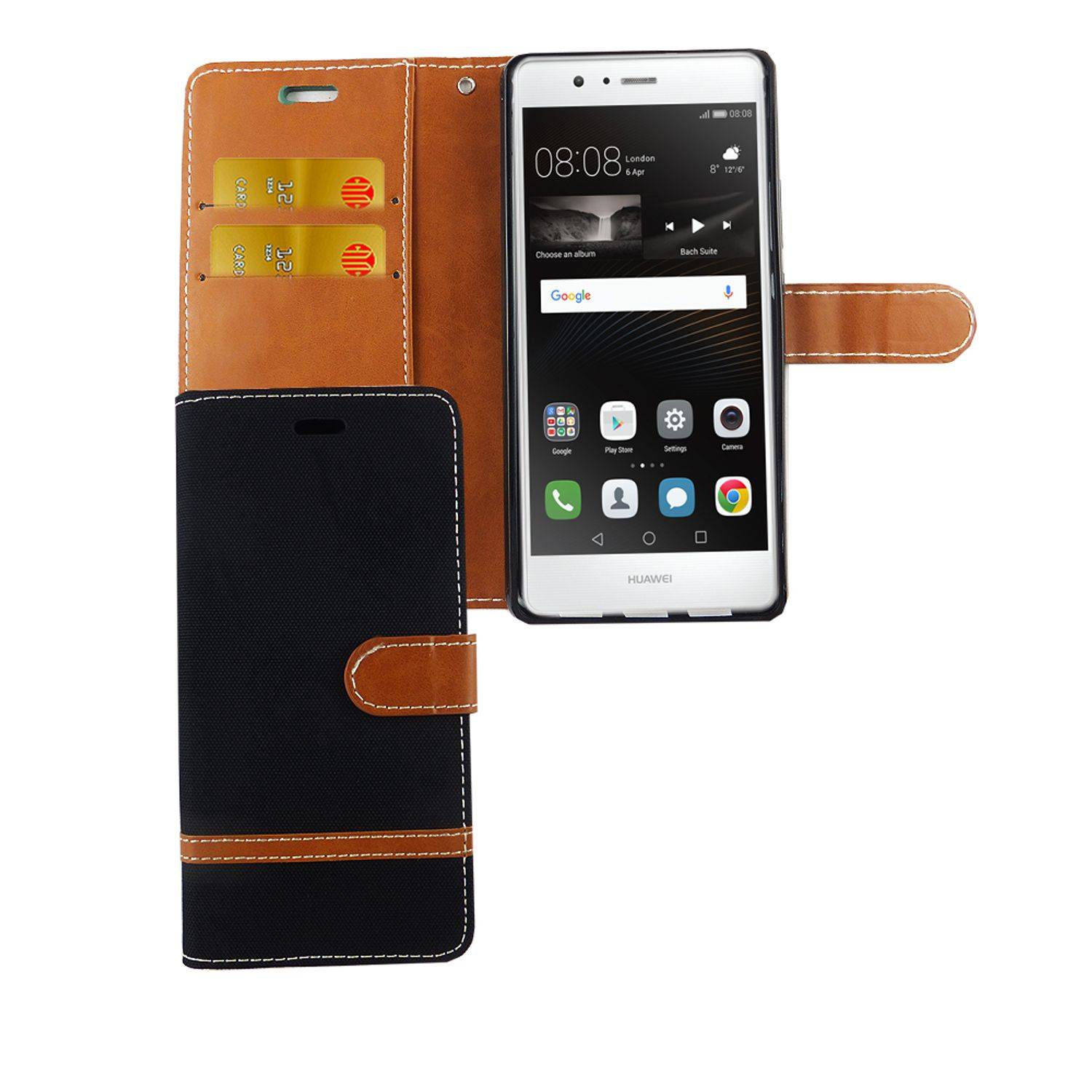 Huawei P9 Lite Handyhülle Bookcover Schwarz
