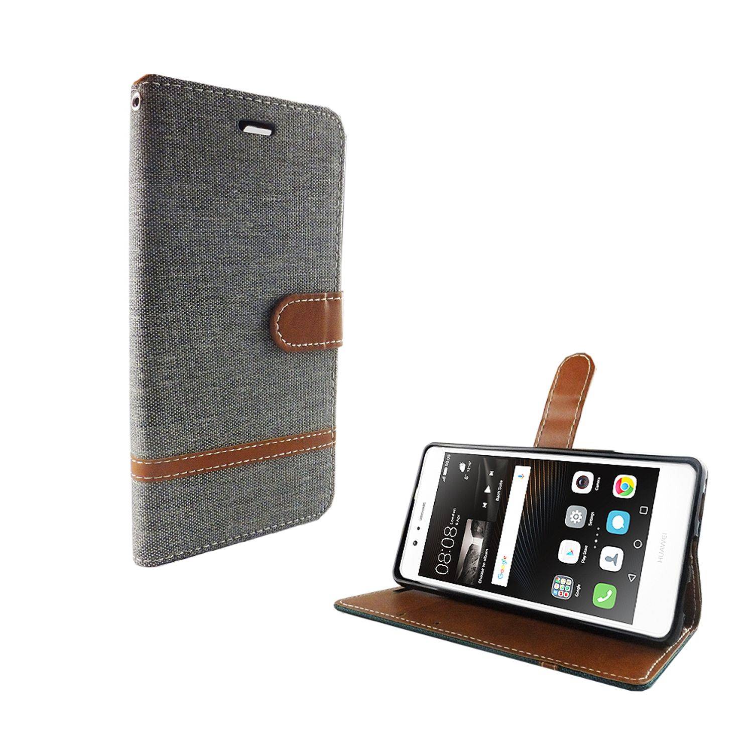 Huawei P9 Lite Handyhülle Bookcover Grau
