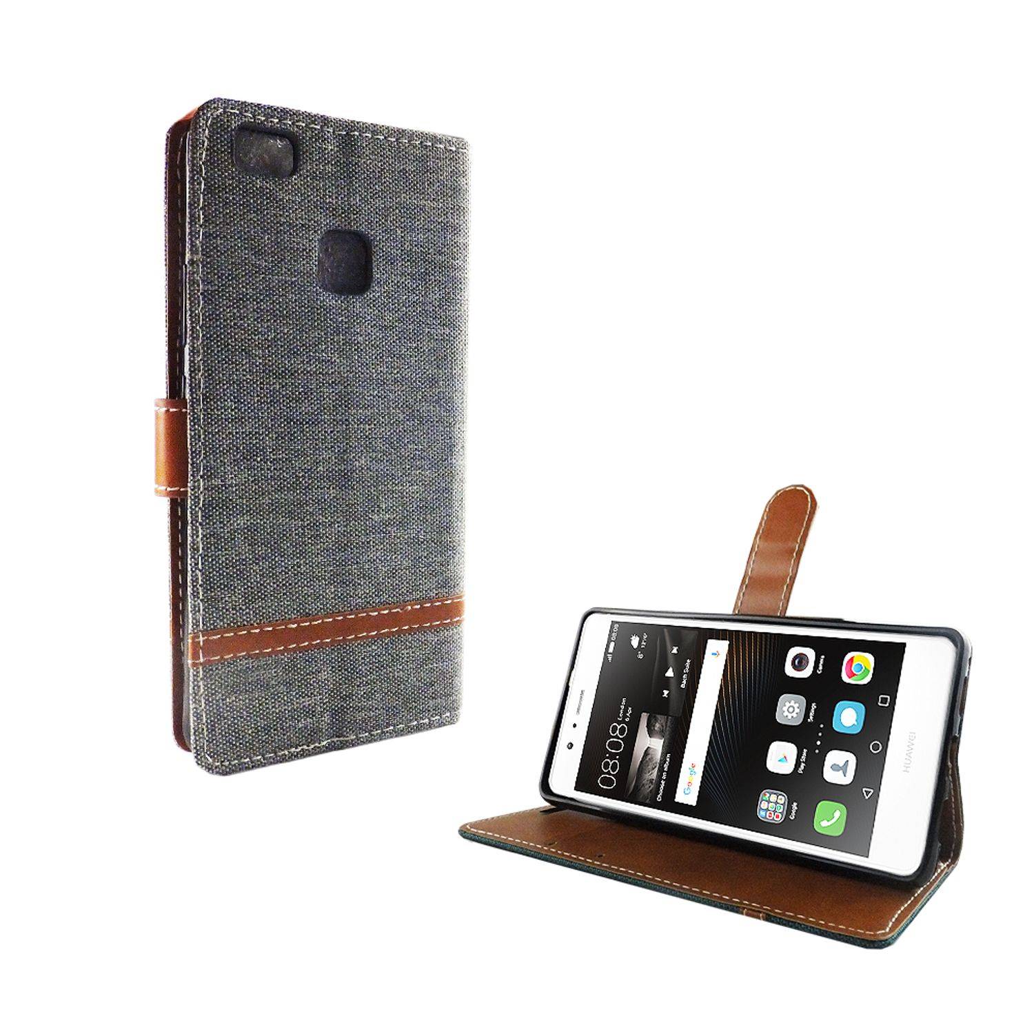 Huawei P9 Lite Handyhülle Bookcover Grau