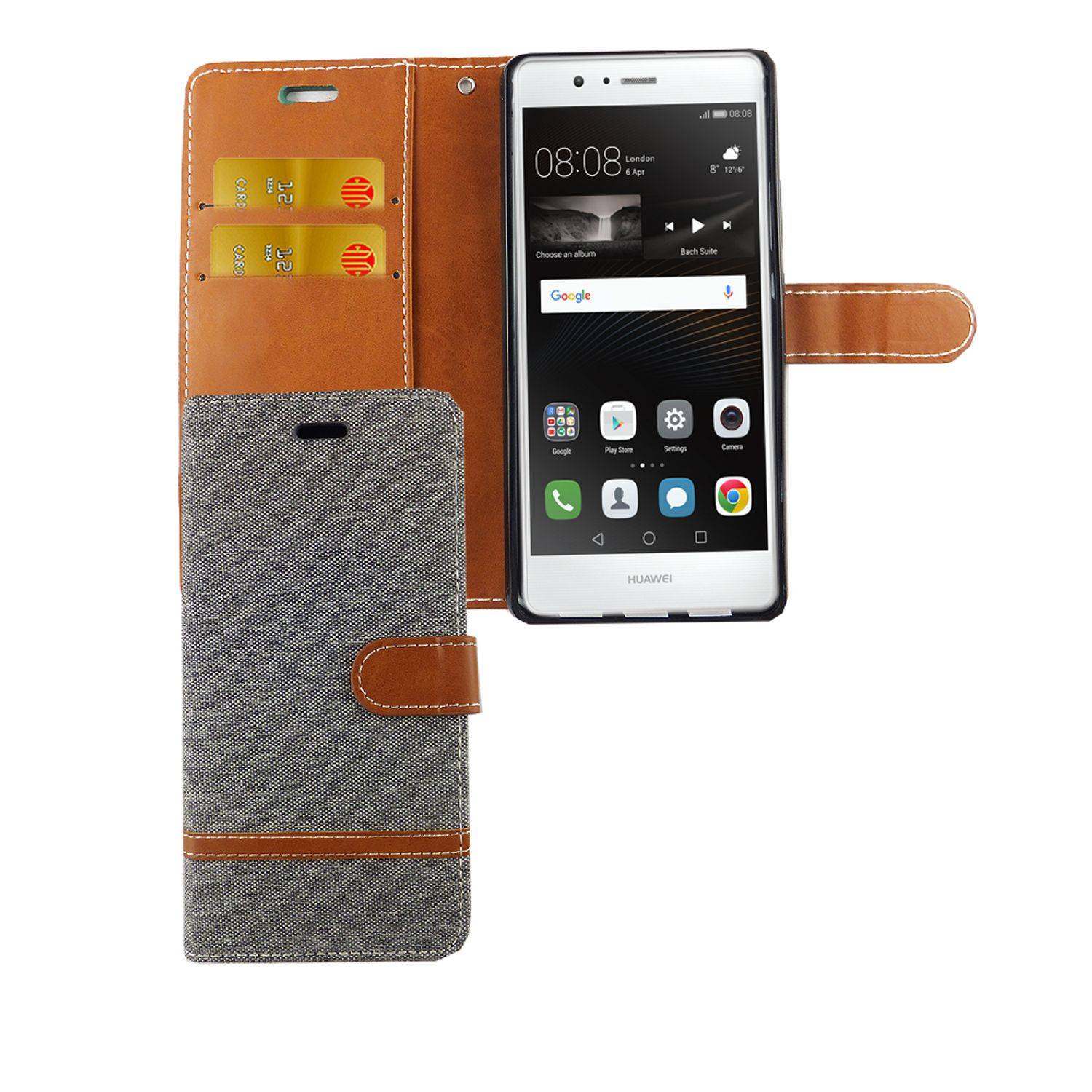 Huawei P9 Lite Handyhülle Bookcover Grau