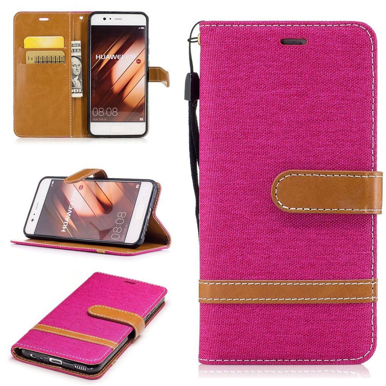 Huawei P10 Handyhülle Bookcover Rosa