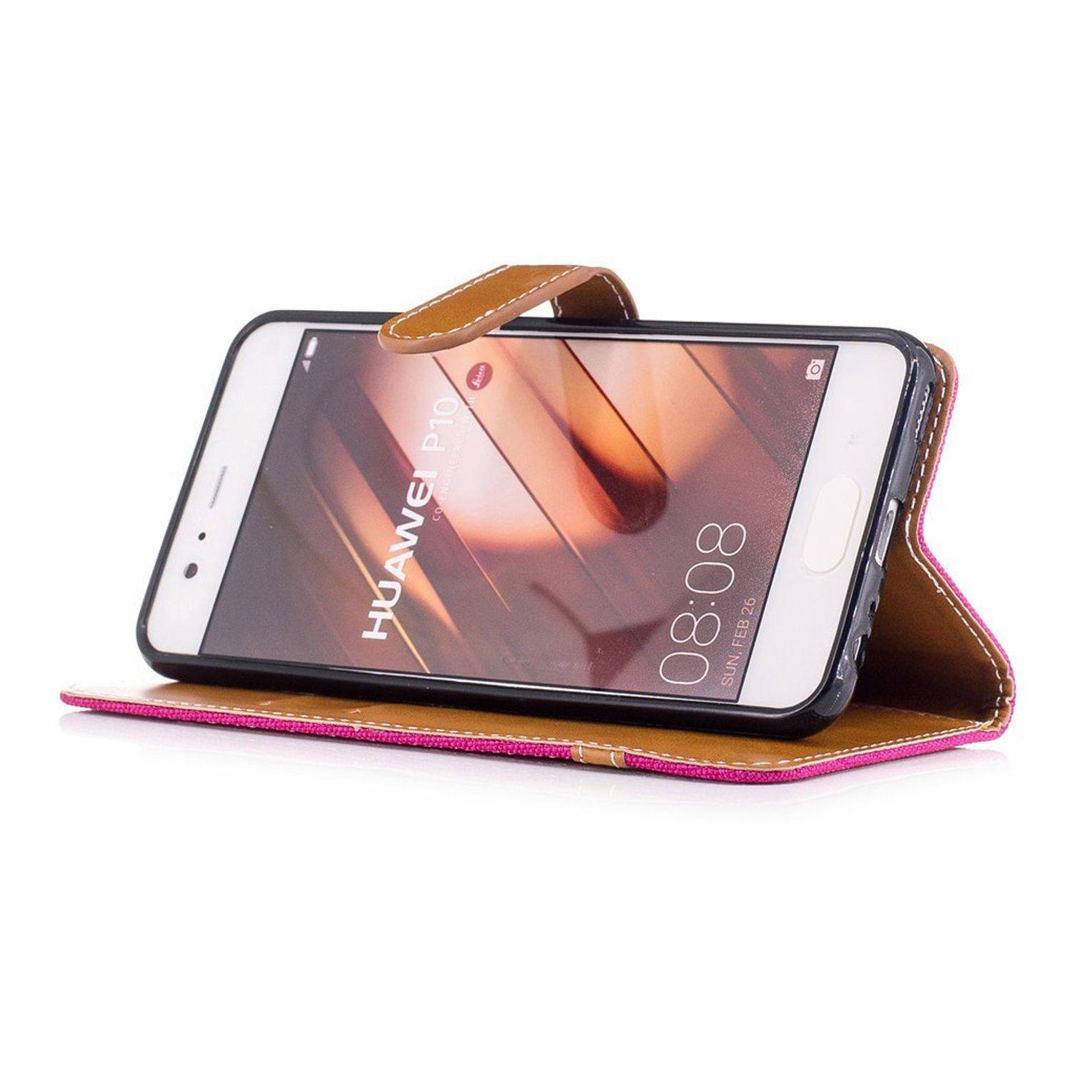 Huawei P10 Handyhülle Bookcover Rosa