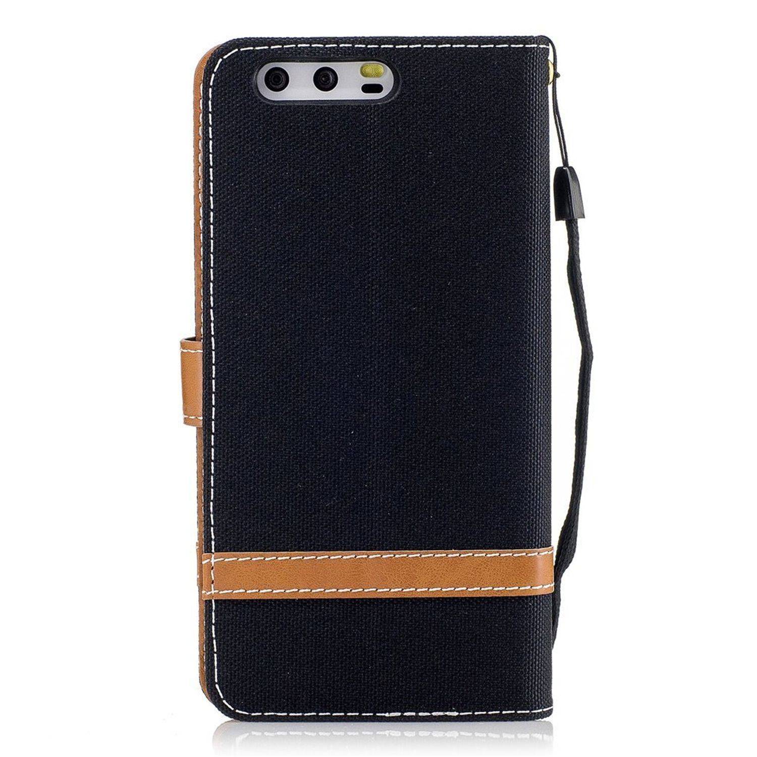 Huawei P10 Handyhülle Bookcover Schwarz
