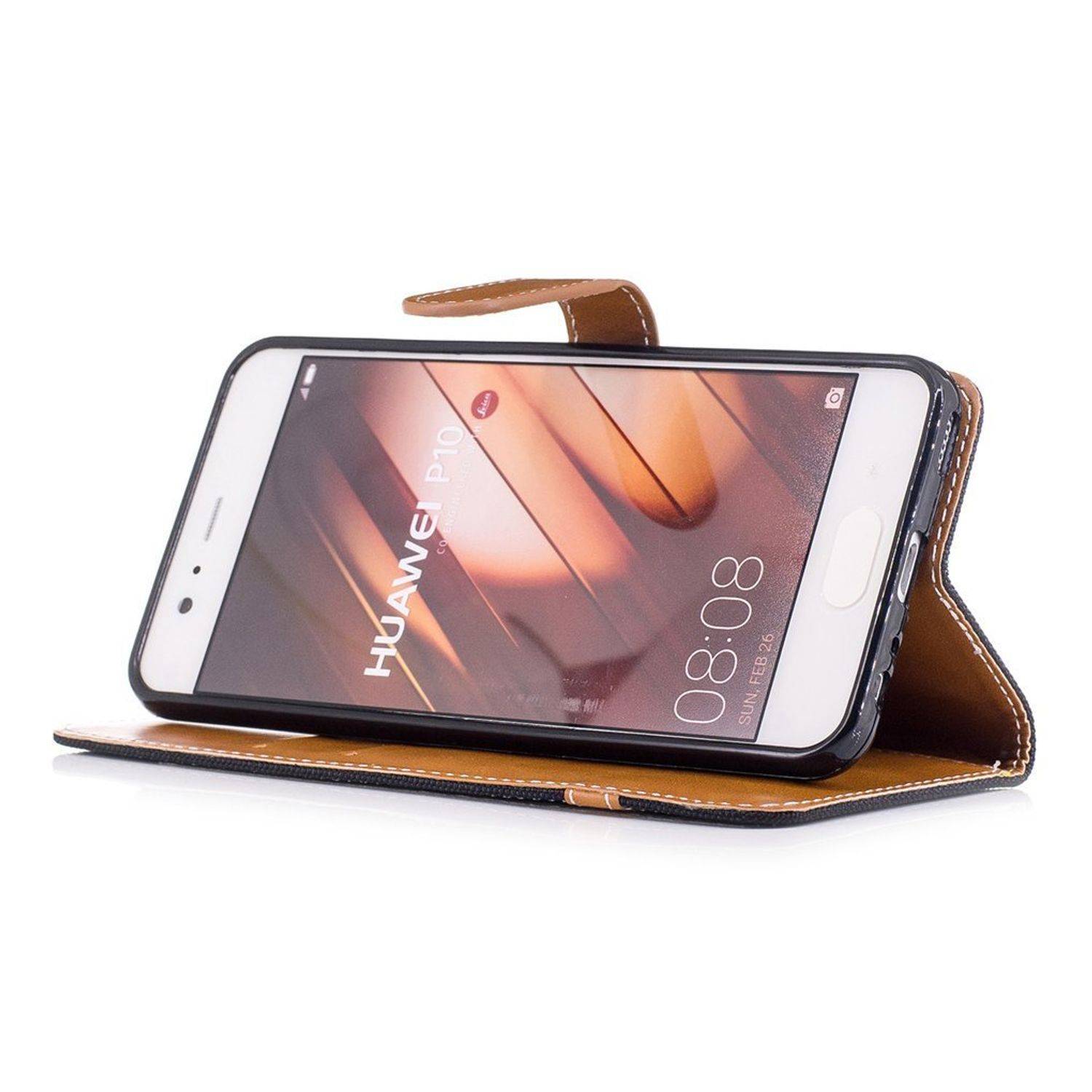 Huawei P10 Handyhülle Bookcover Schwarz