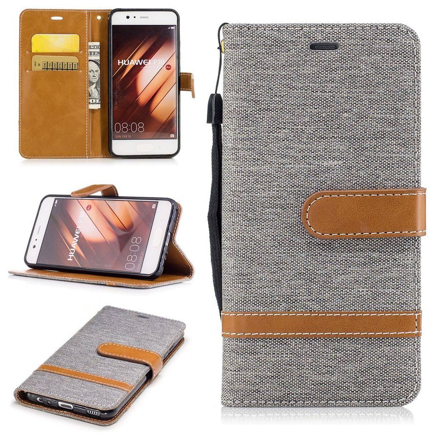 Huawei P10 Handyhülle Bookcover Grau