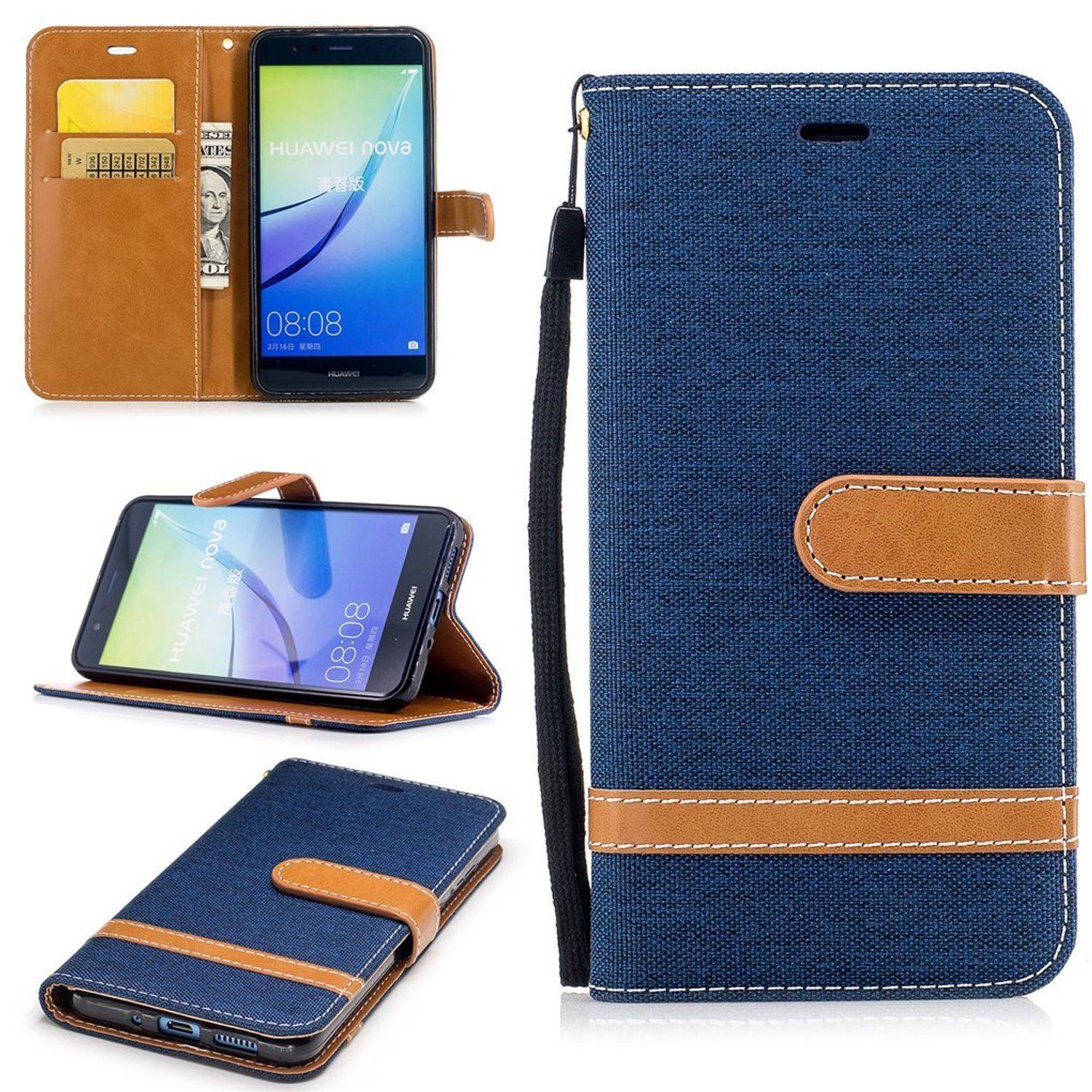 Huawei P10 Lite Handyhülle Bookcover Blau