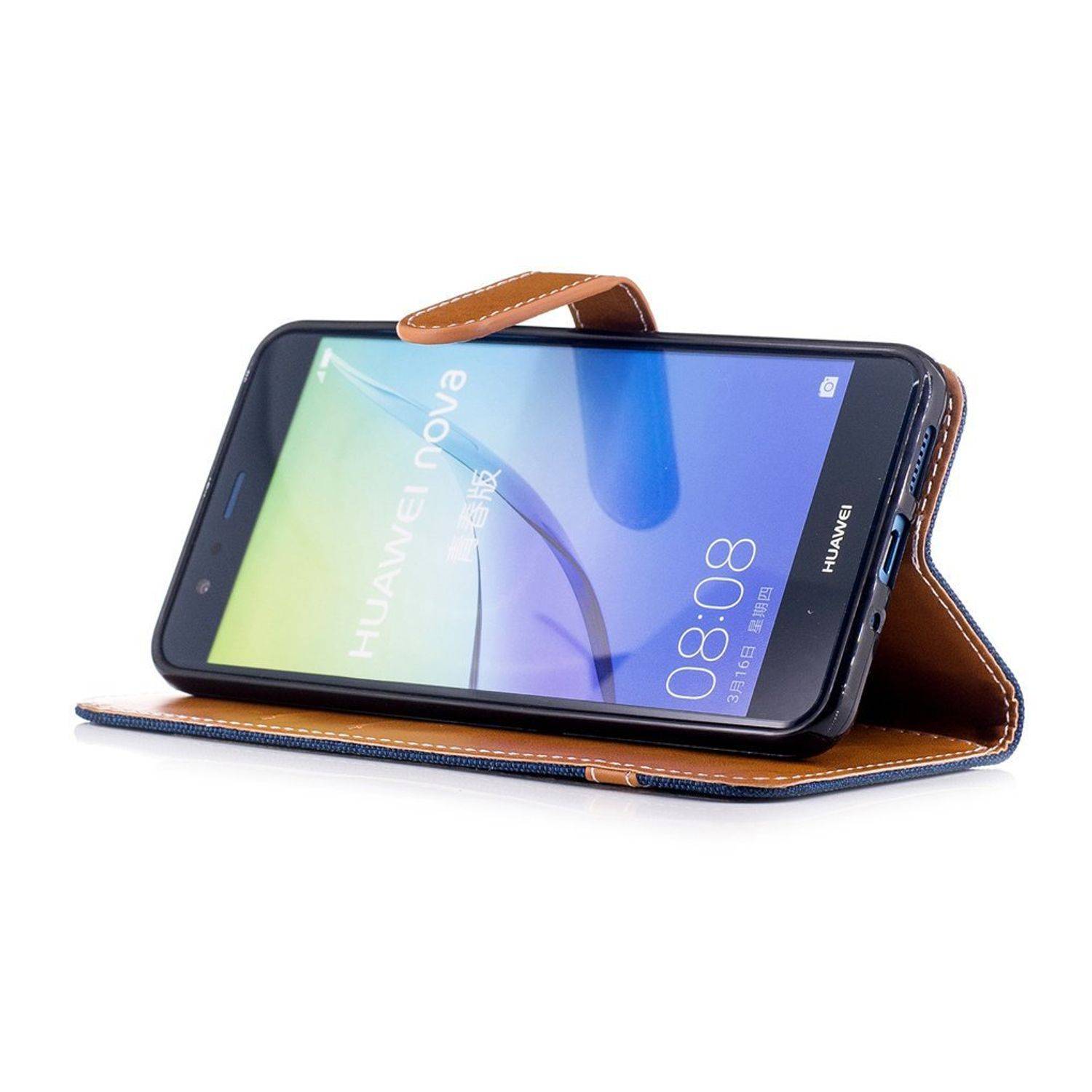 Huawei P10 Lite Handyhülle Bookcover Blau
