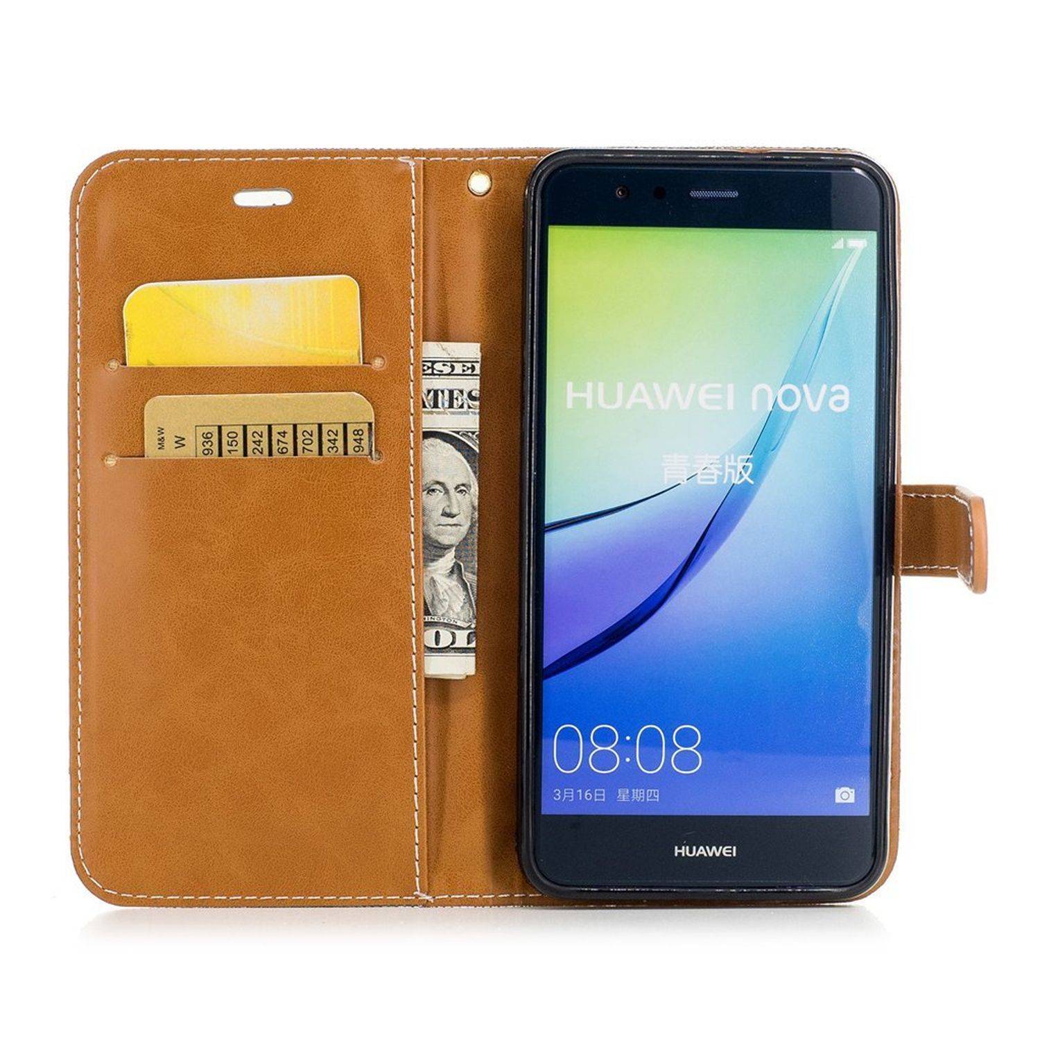 Huawei P10 Lite Handyhülle Bookcover Grau