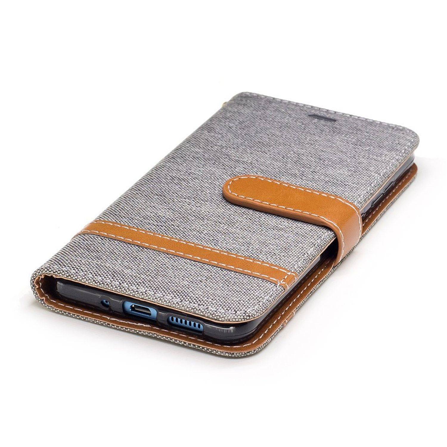 Huawei P10 Lite Handyhülle Bookcover Grau