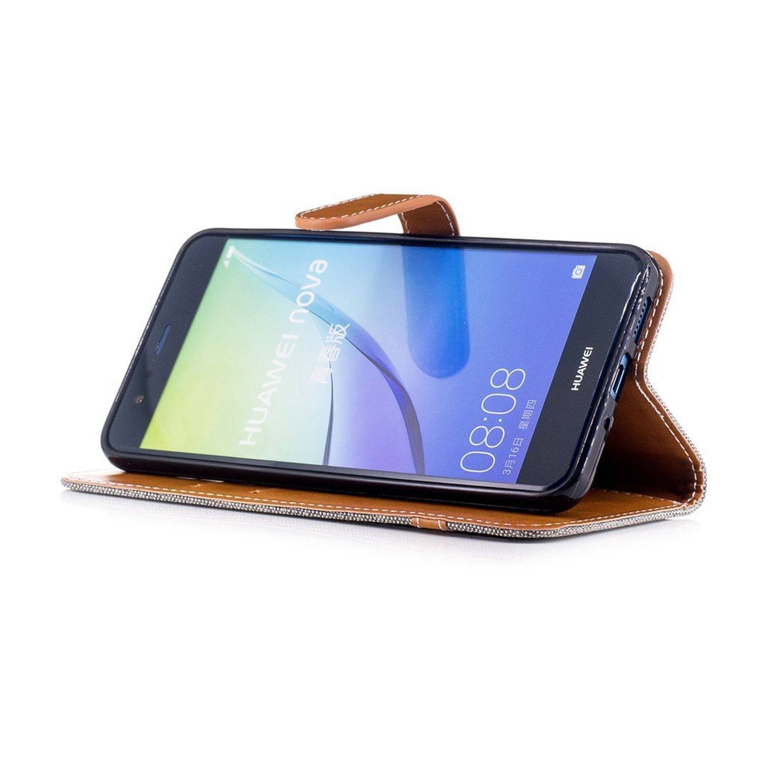 Huawei P10 Lite Handyhülle Bookcover Grau