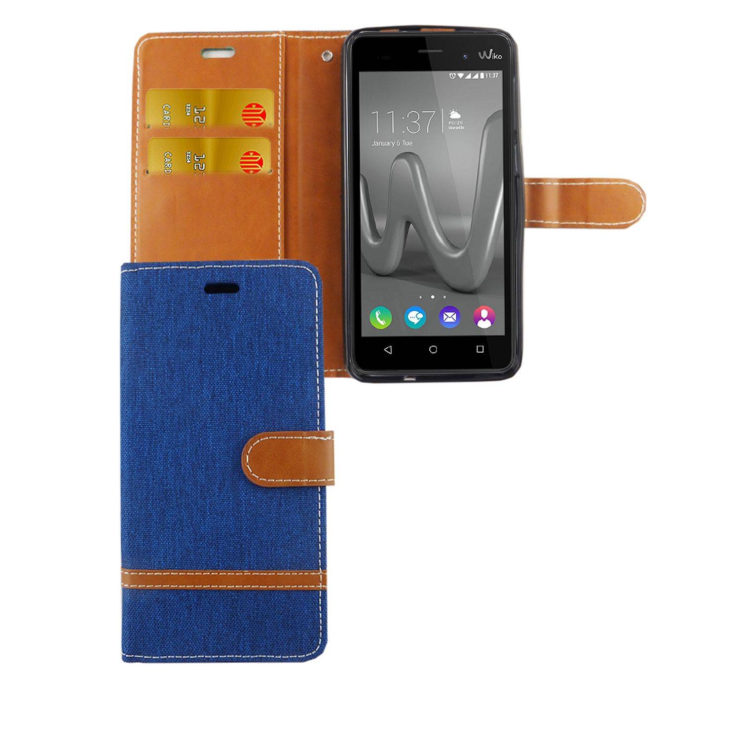 Wiko Jerry Max Handyhülle Bookcover Blau