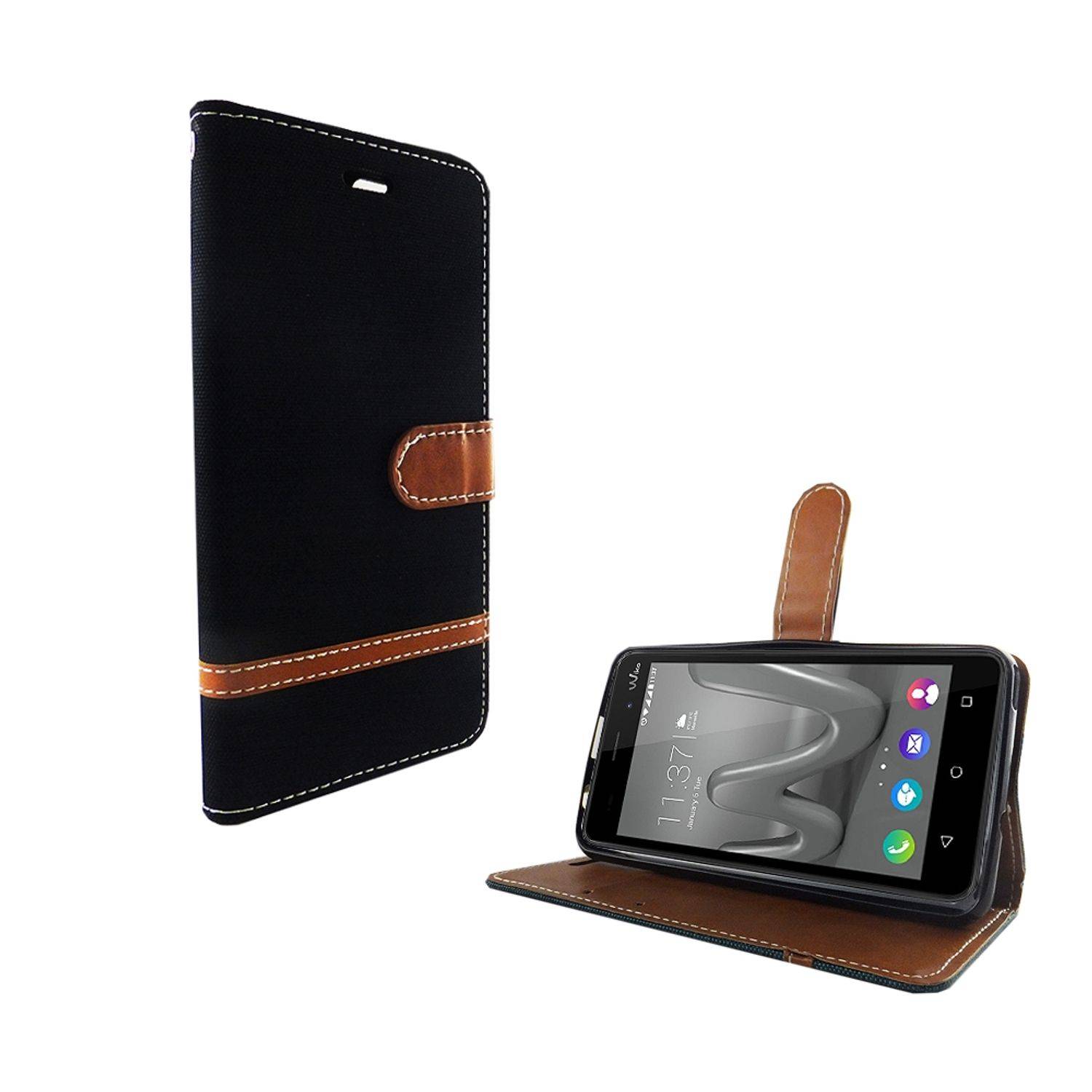 Wiko Jerry Max Handyhülle Bookcover Schwarz