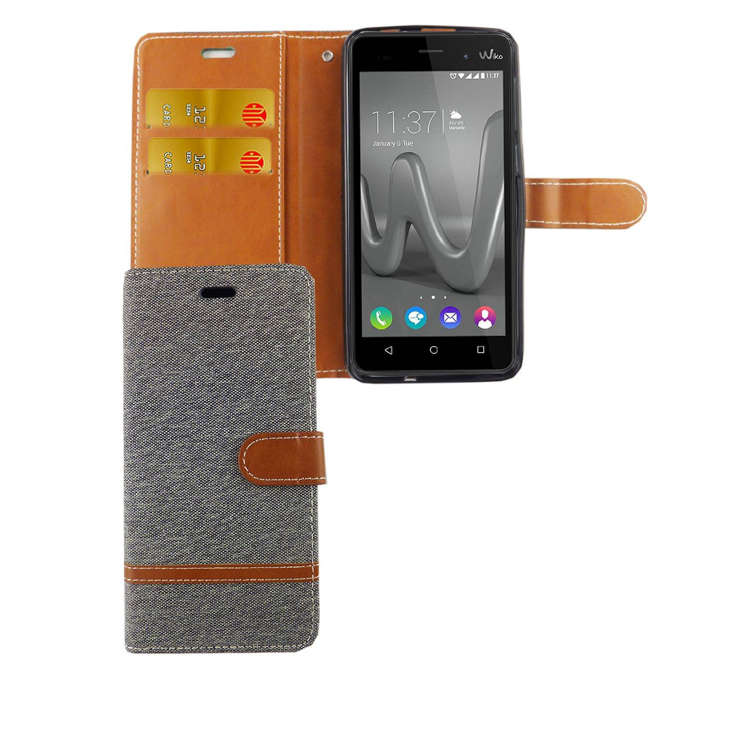 Wiko Jerry Max Handyhülle Bookcover Grau
