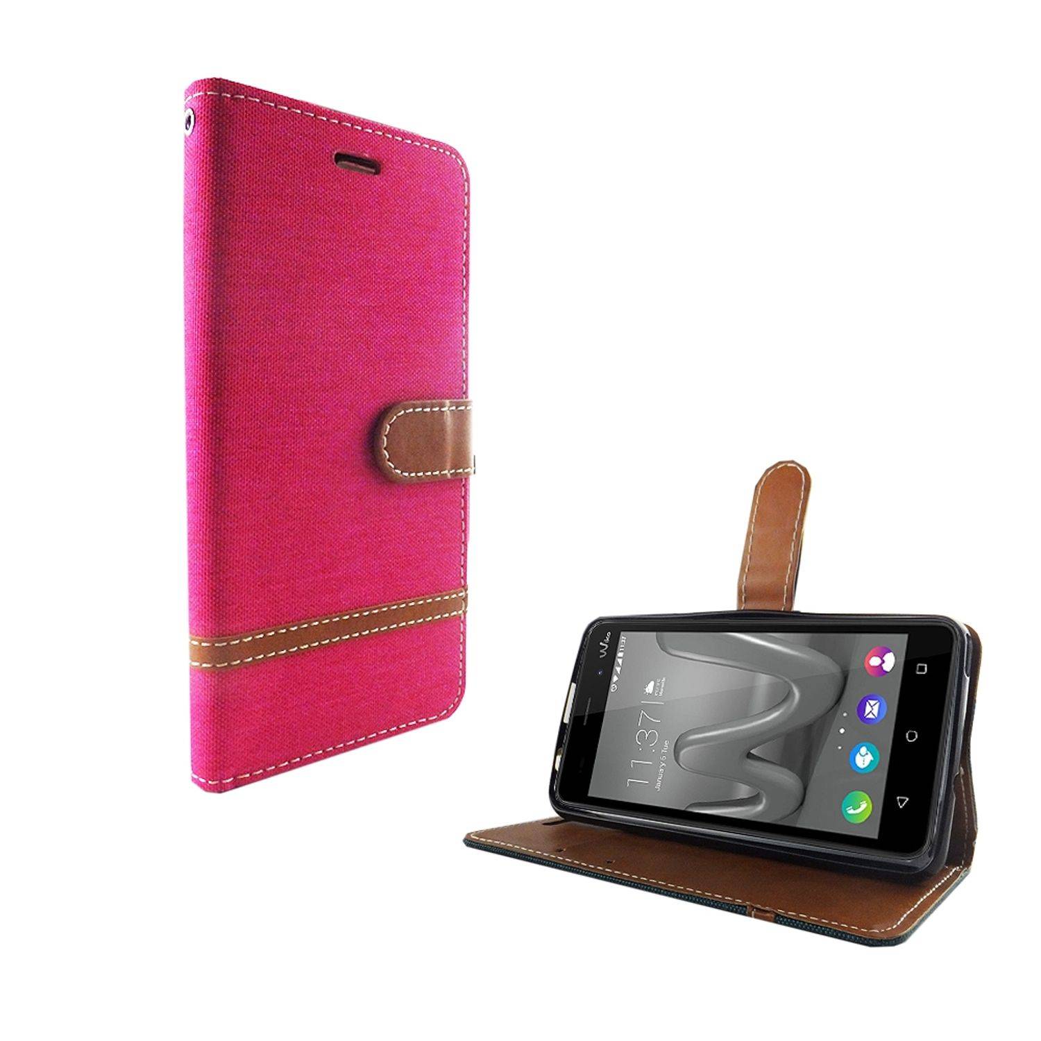 Wiko Lenny 3 Max Handyhülle Bookcover Rosa