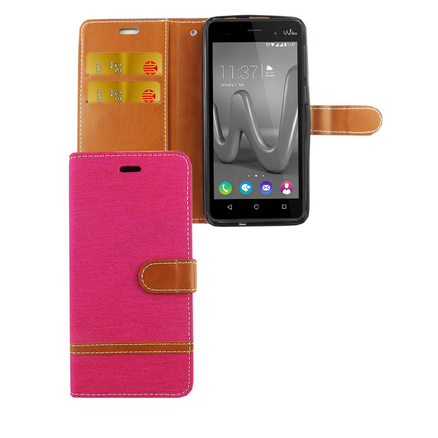 Wiko Lenny 3 Max Handyhülle Bookcover Rosa