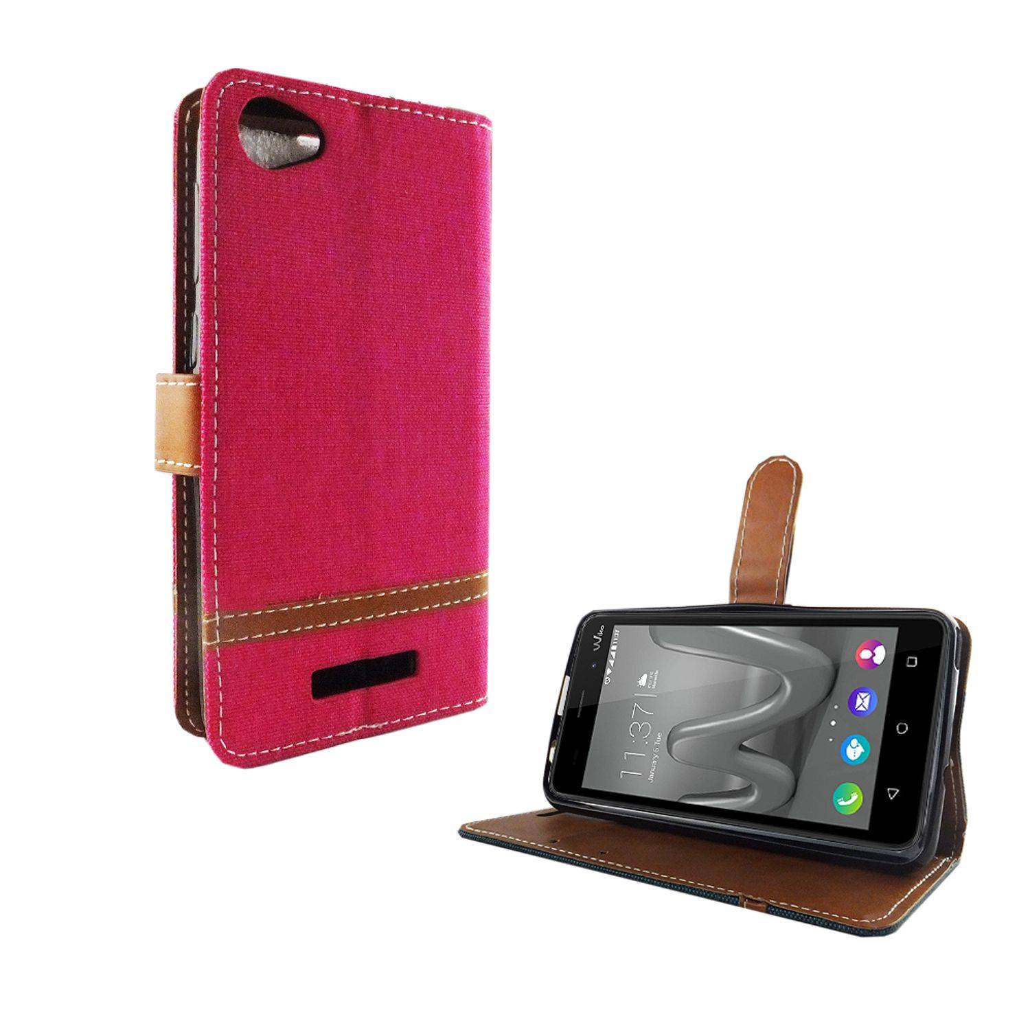Wiko Lenny 3 Max Handyhülle Bookcover Rosa