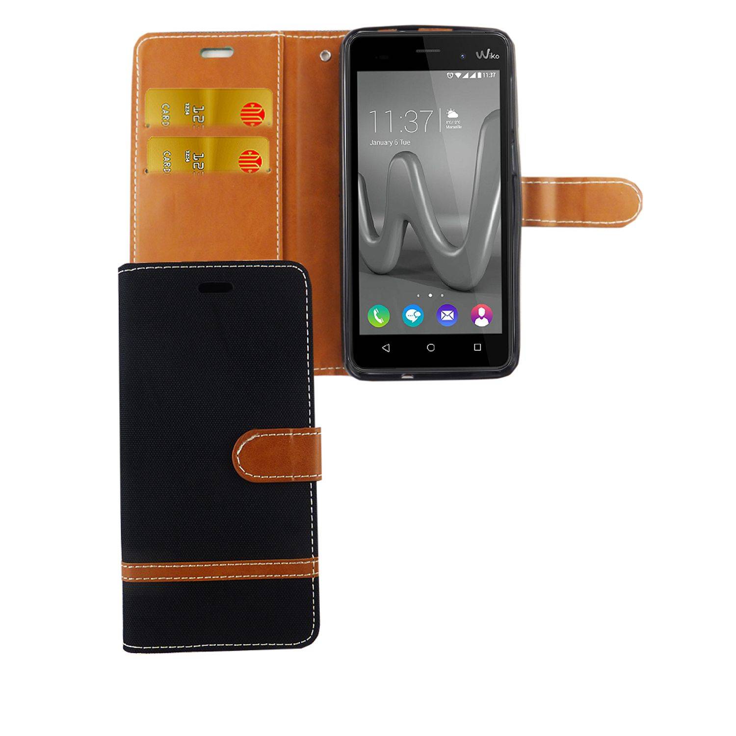 Wiko Lenny 3 Max Handyhülle Bookcover Schwarz