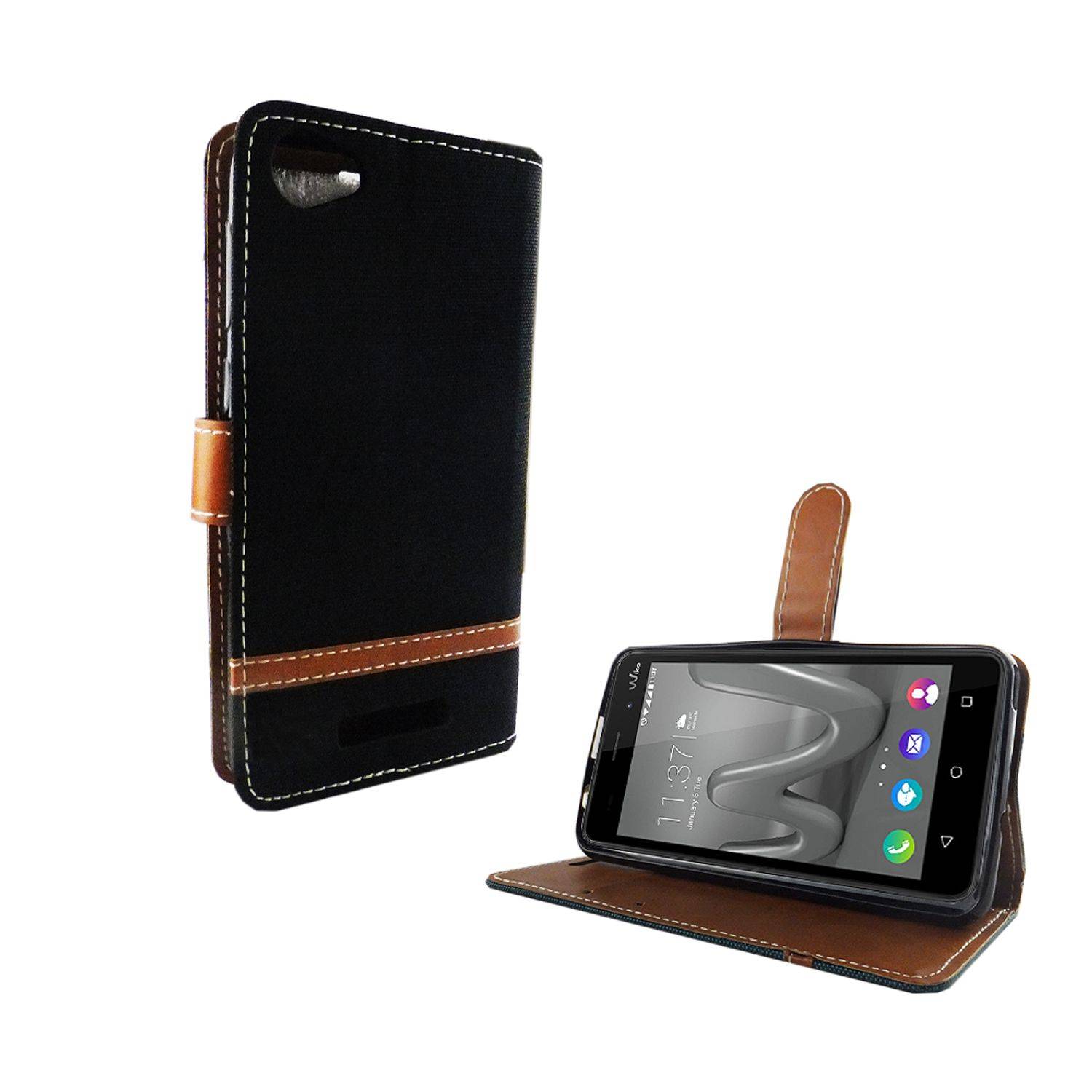 Wiko Lenny 3 Max Handyhülle Bookcover Schwarz
