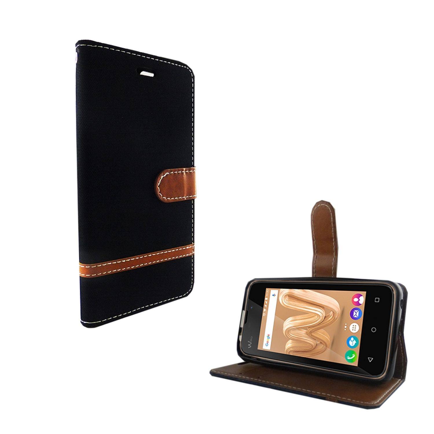 Wiko Sunny Max Handyhülle Bookcover Schwarz