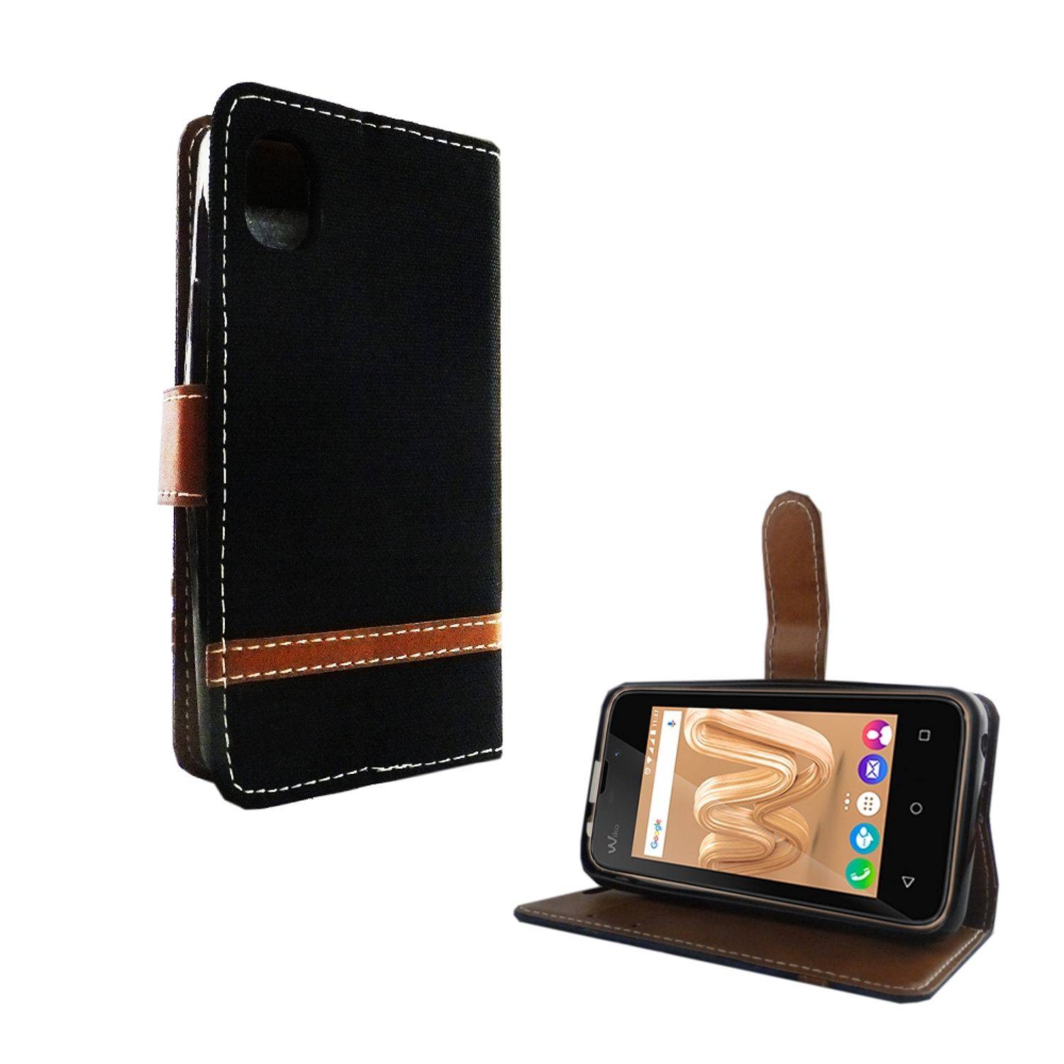 Wiko Sunny Max Handyhülle Bookcover Schwarz