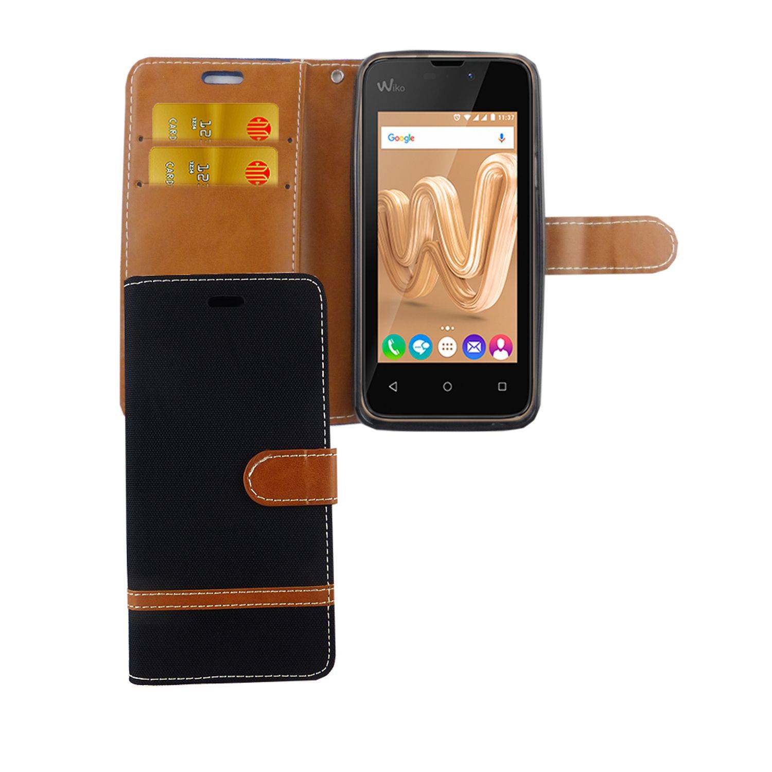 Wiko Sunny Max Handyhülle Bookcover Schwarz