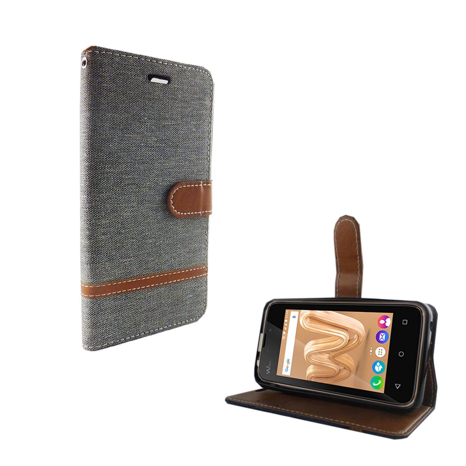 Wiko Sunny Max Handyhülle Bookcover Grau