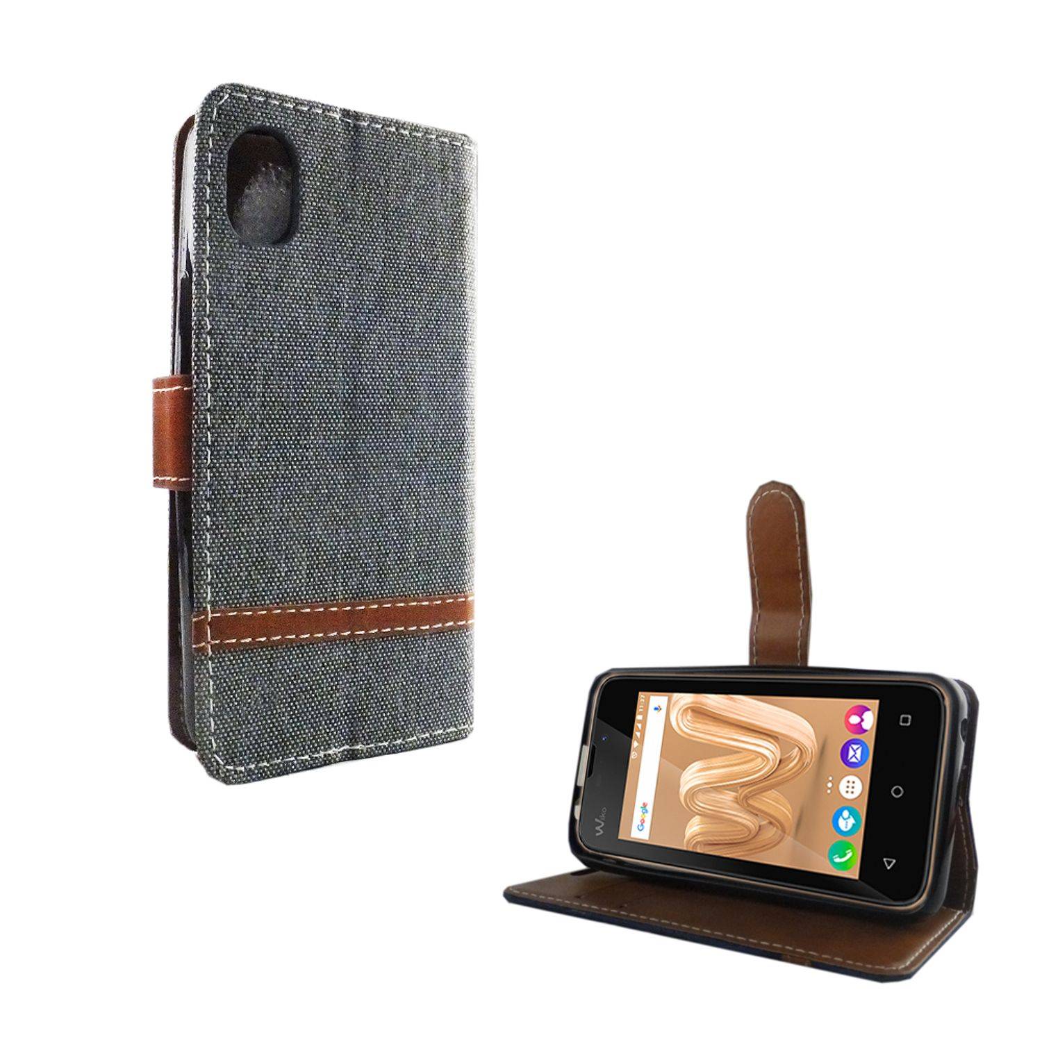 Wiko Sunny Max Handyhülle Bookcover Grau