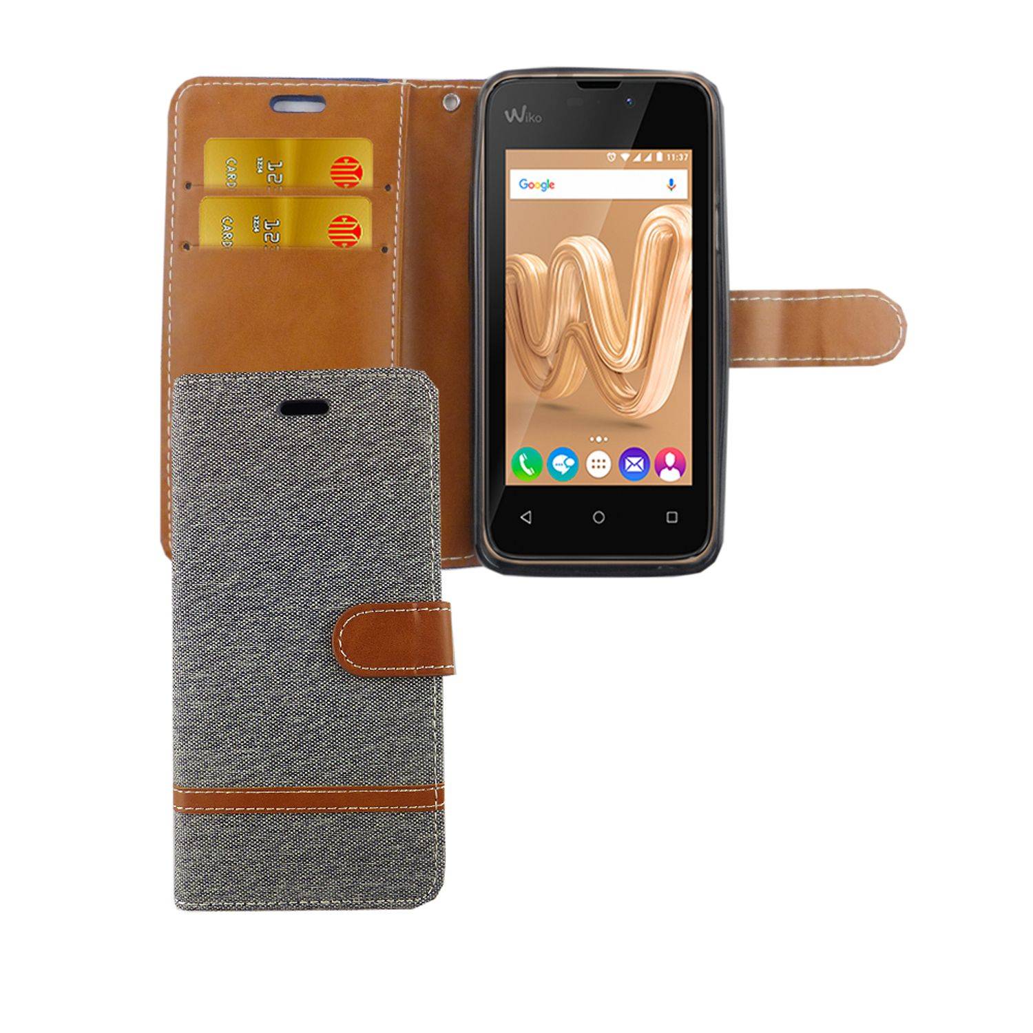 Wiko Sunny Max Handyhülle Bookcover Grau