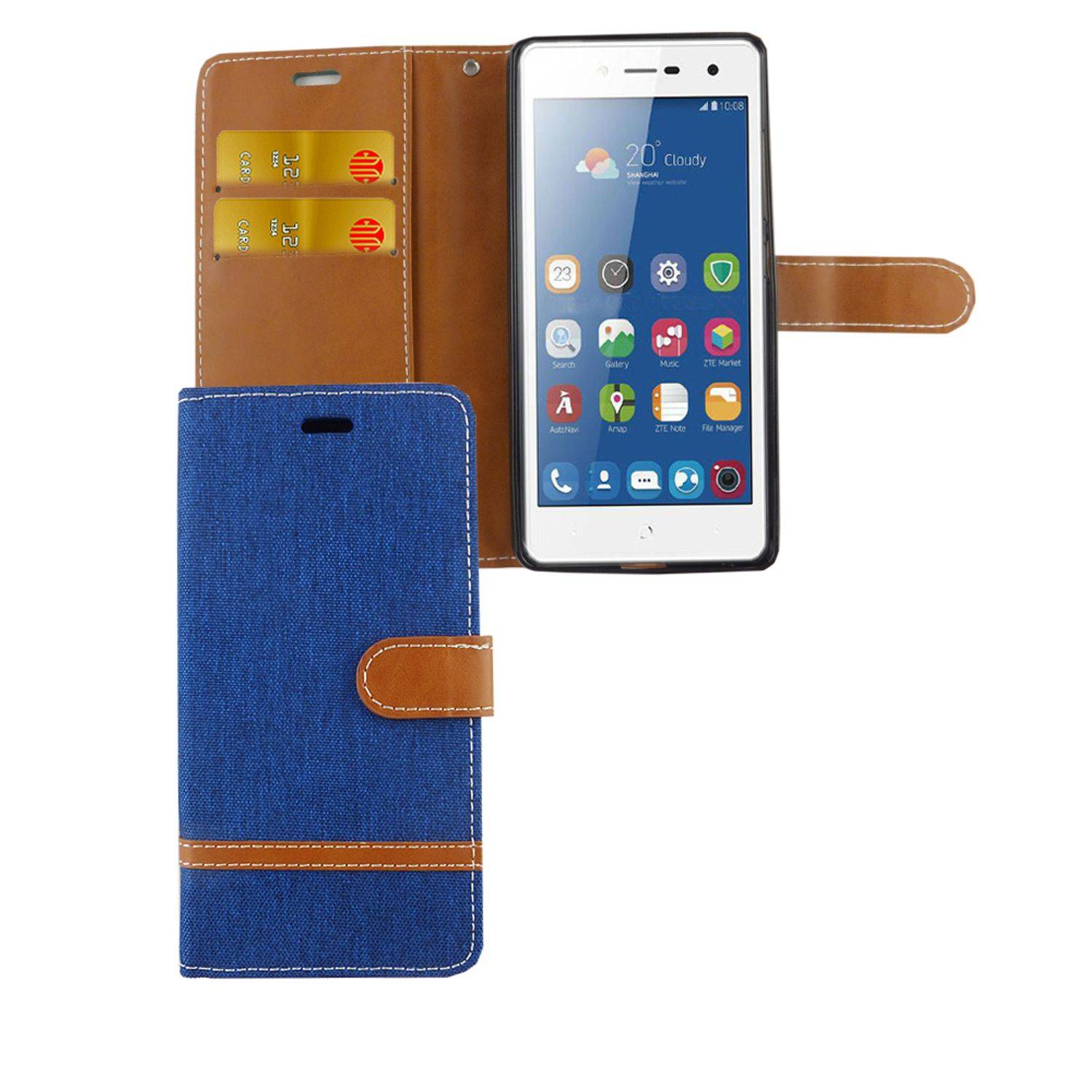 ZTE Blade L7 Handyhülle Bookcover Blau