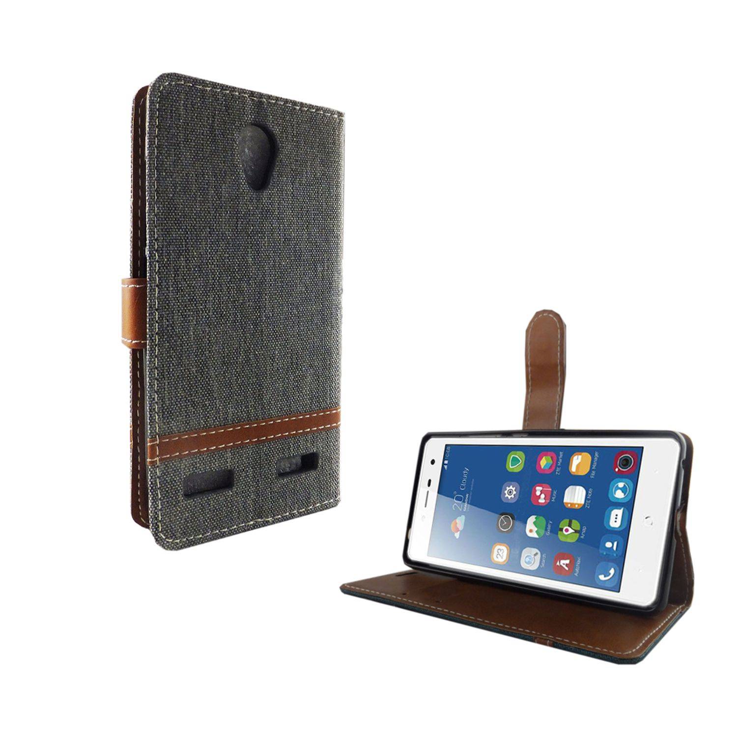 ZTE Blade L7 Handyhülle Bookcover Grau