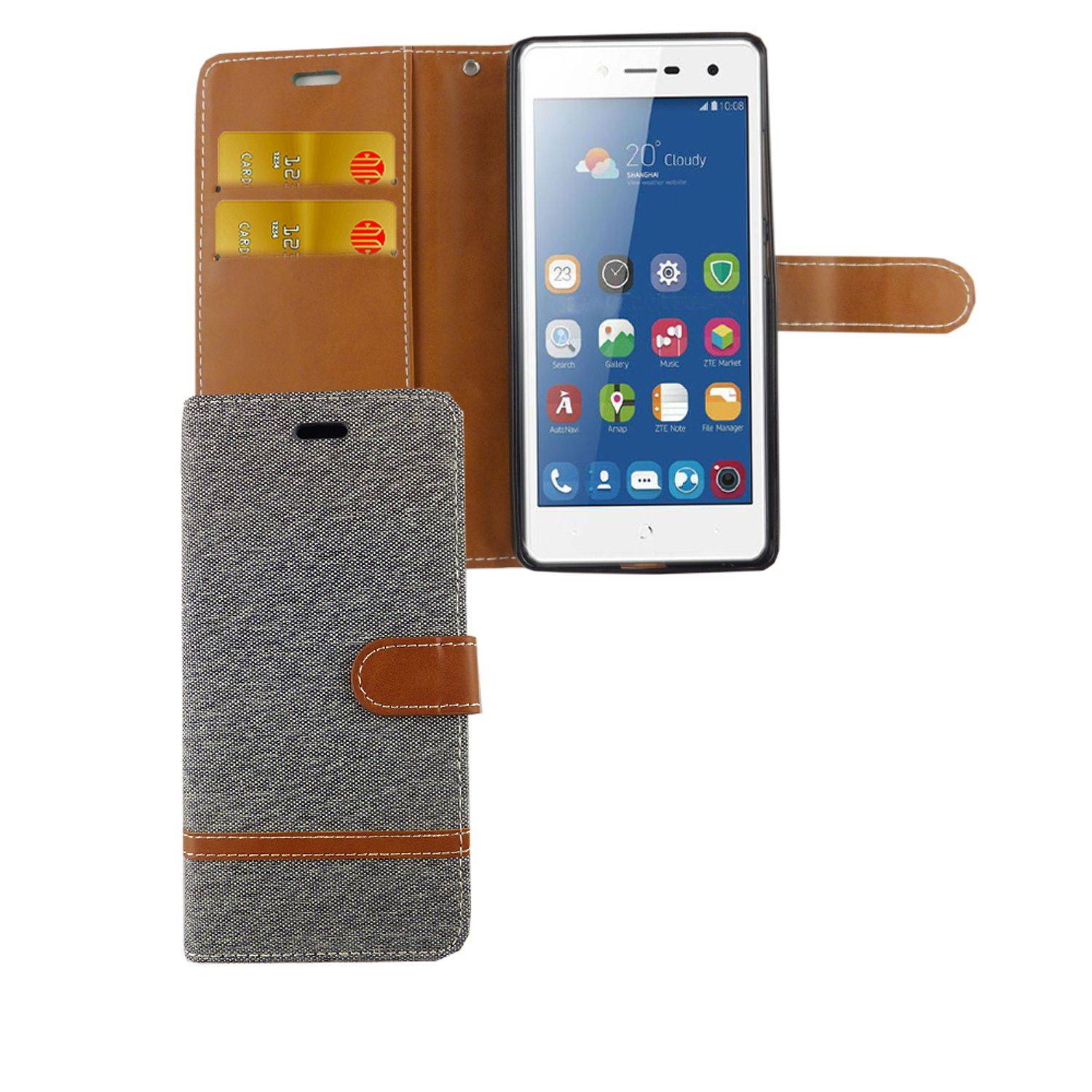 ZTE Blade L7 Handyhülle Bookcover Grau