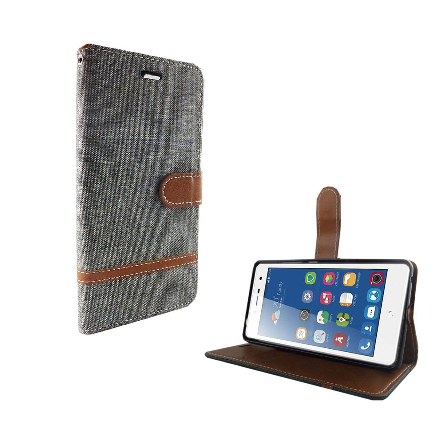 ZTE Blade L7 Handyhülle Bookcover Grau