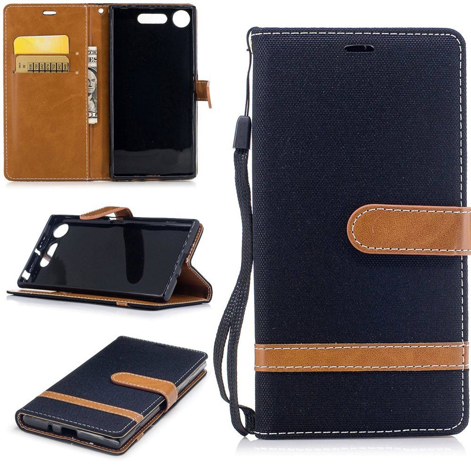 Sony Xperia XZ1 Handyhülle Bookcover Schwarz